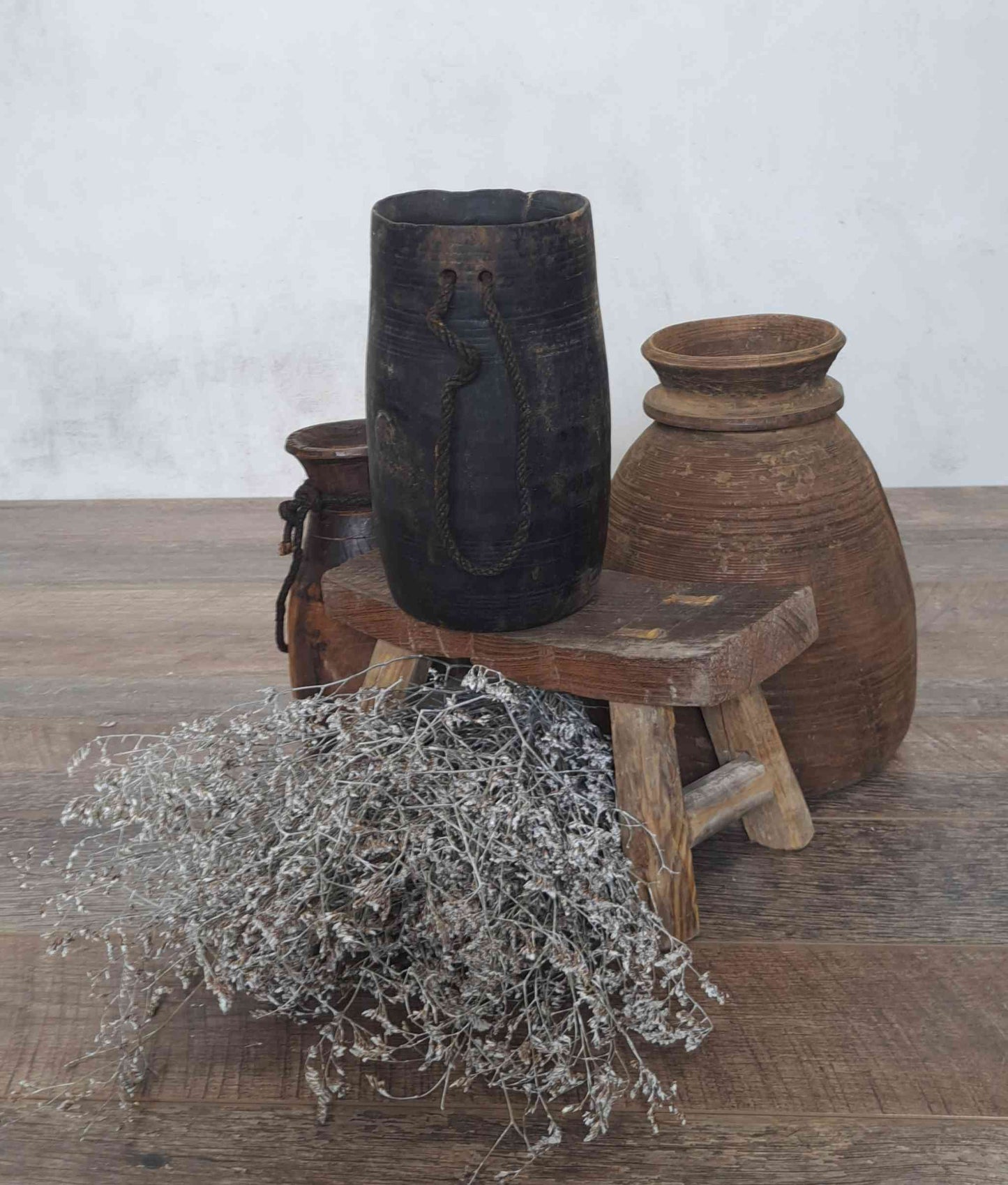 Antique Wooden Himachal Pot - Large