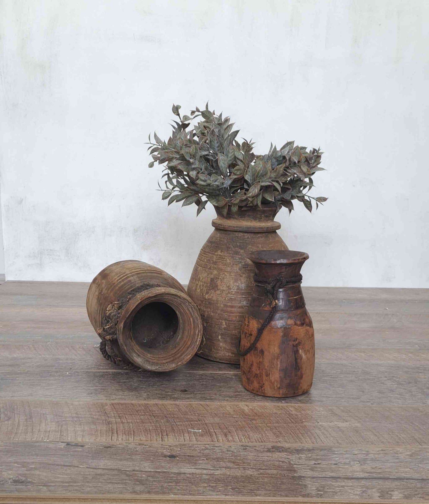 Antique Wooden Himachal Pot - Large