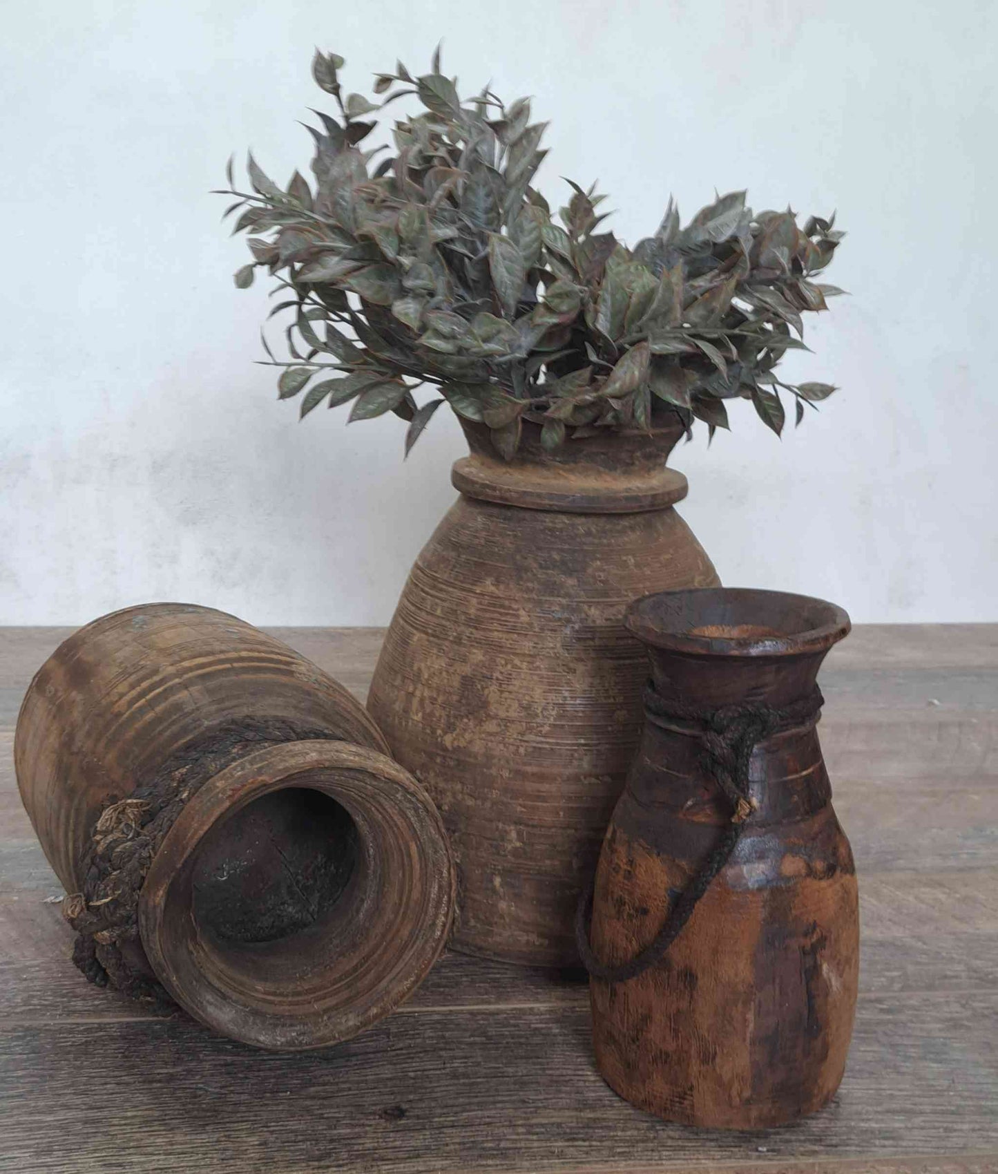 Antique Wooden Himachal Pot - Large