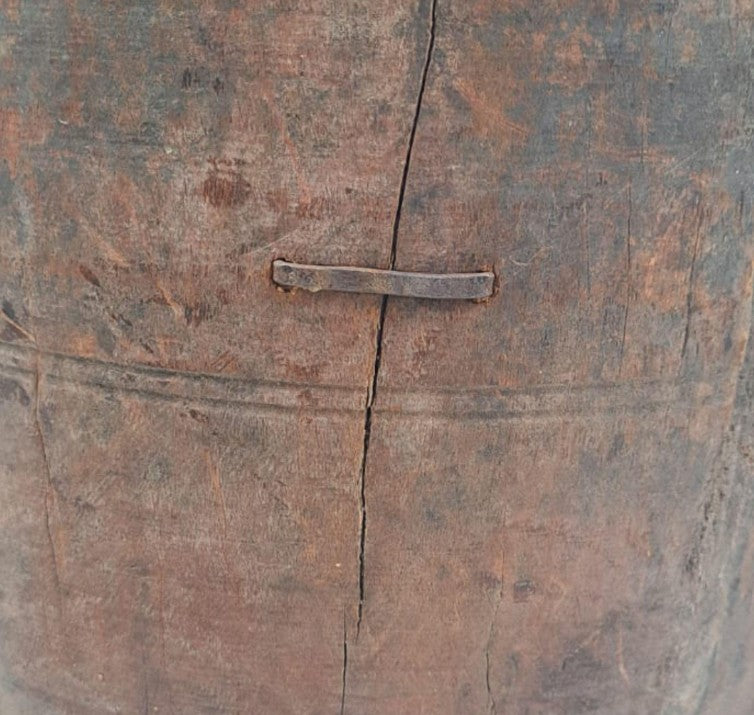 Unique Vintage Wooden Lidded Tabacco Pot - Kata, Tibet