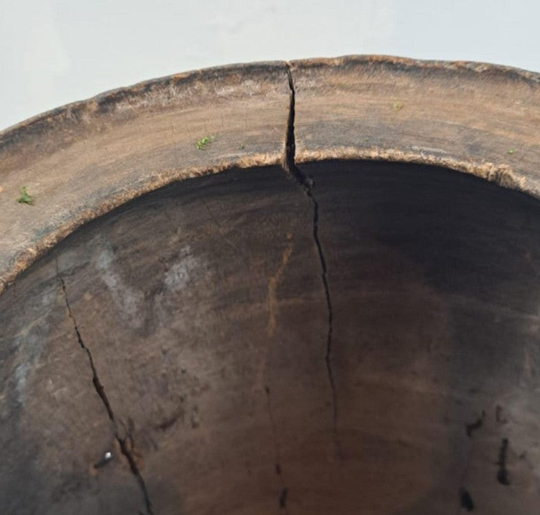 Unique Vintage Wooden Lidded Tabacco Pot - Kata, Tibet