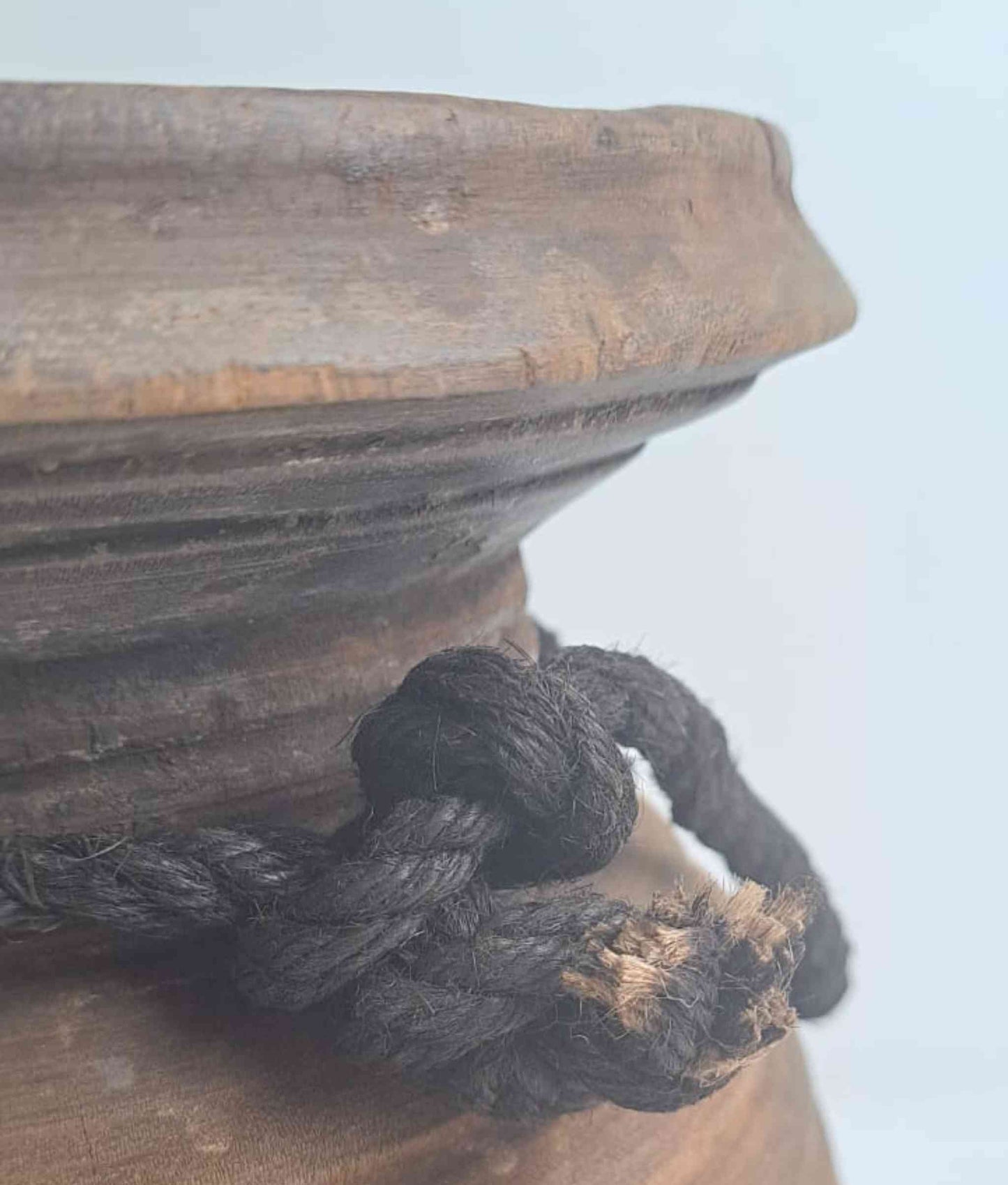 Huge XXL Antique Wooden Himachal Pot with Rope