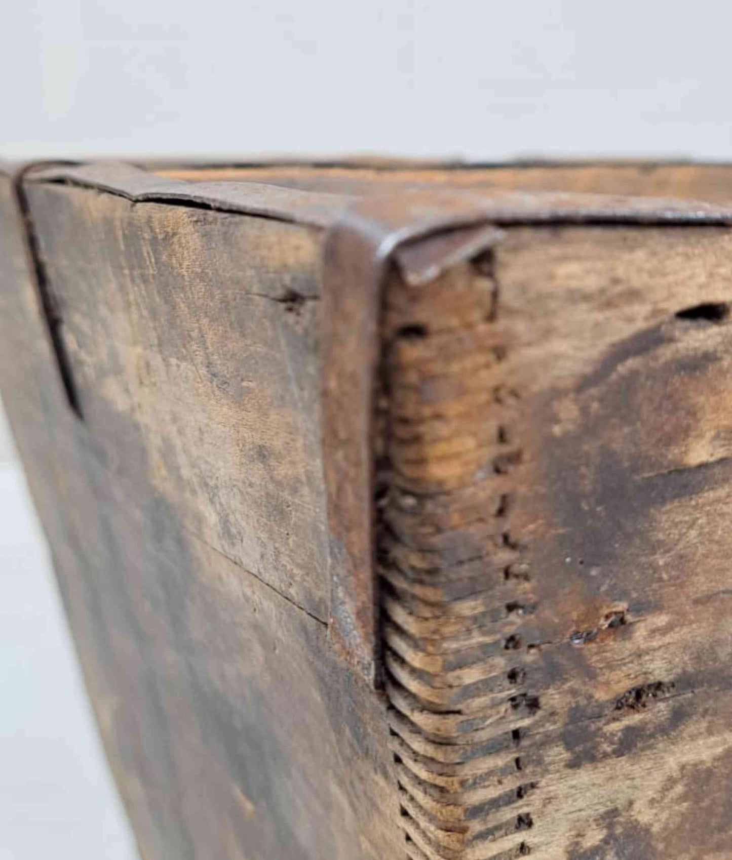 Vintage Chinese Wooden Rice Basket Box with Handle