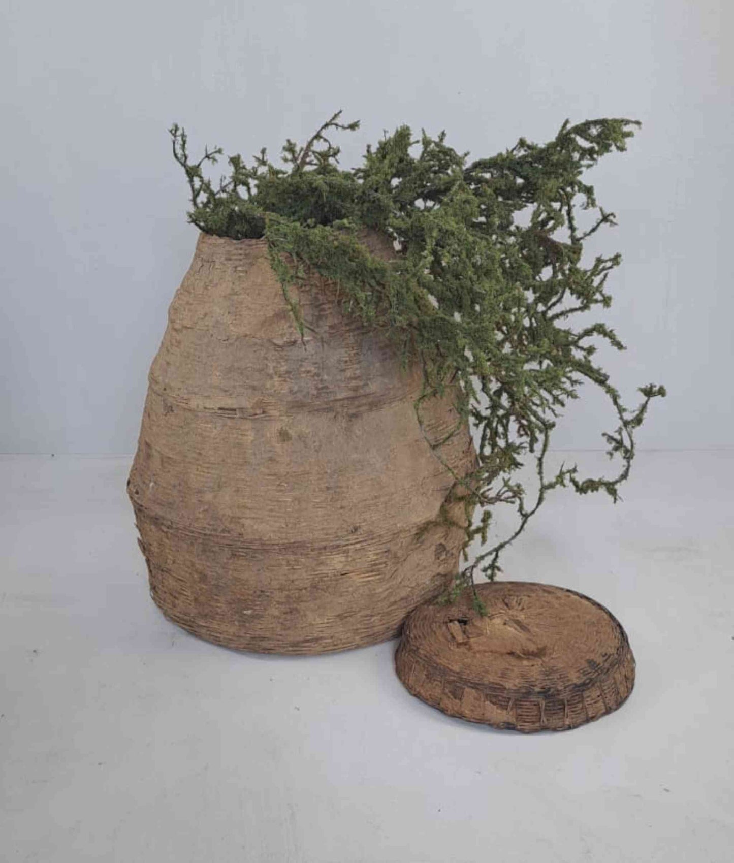 Antique Wicker Clay Basket Vintage Wicker Basket Decorative wicker basket Handmade Basket Rustic Basket