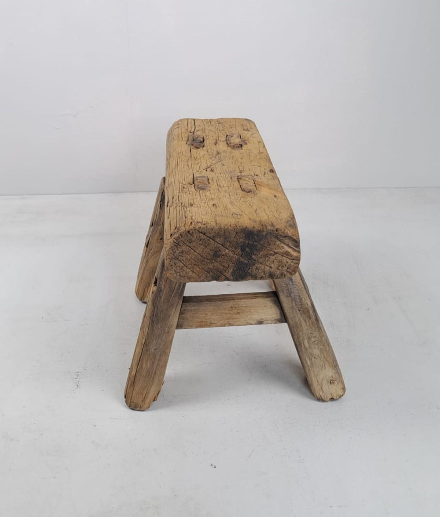 Authentic Antique Chinese Milking Stool Handmade Elmwood, 35x23x22cm Unique Historical Décor Piece Perfect for Design Projects & Collectors
