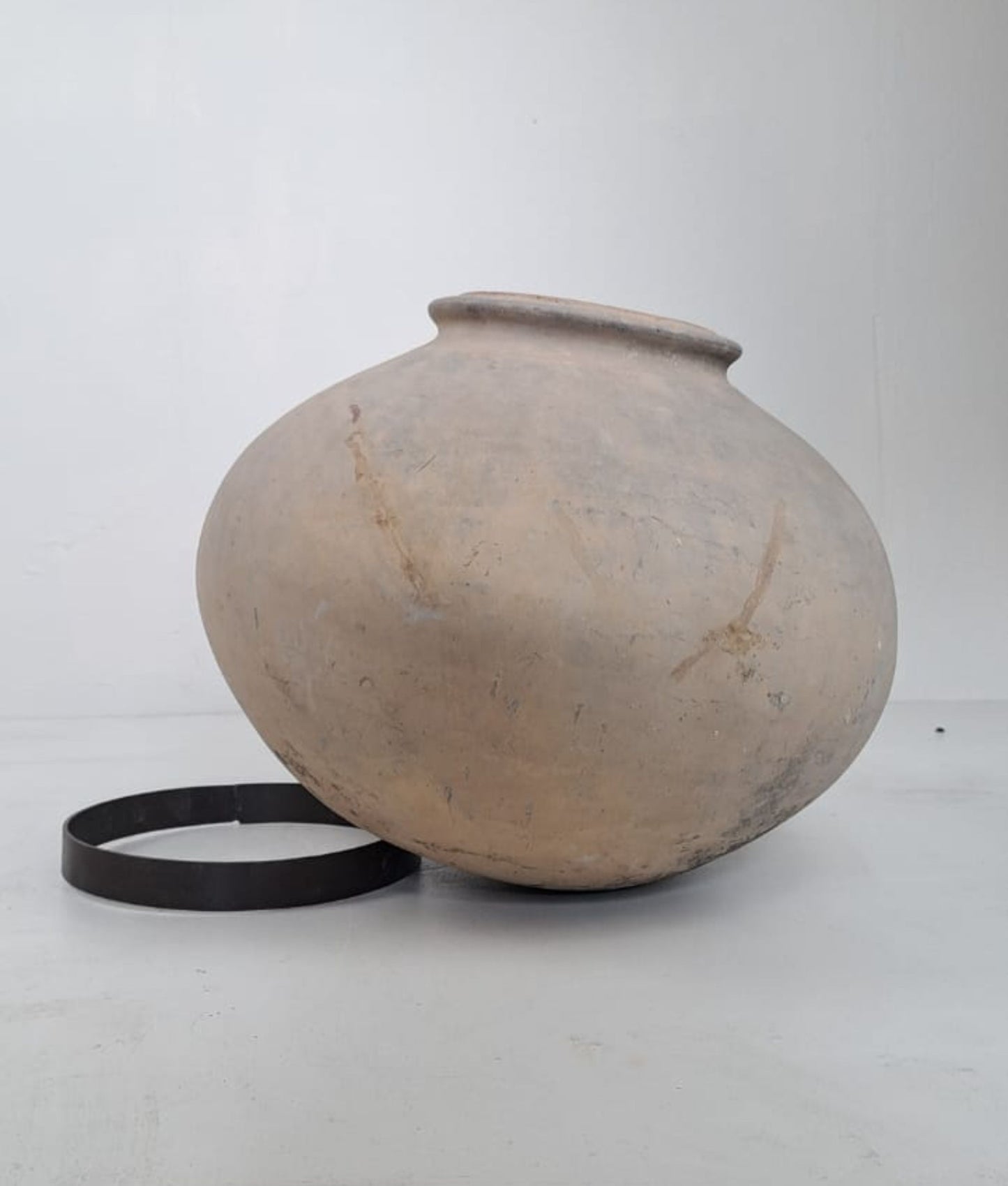 Antique African Clay Water Pot with Ring