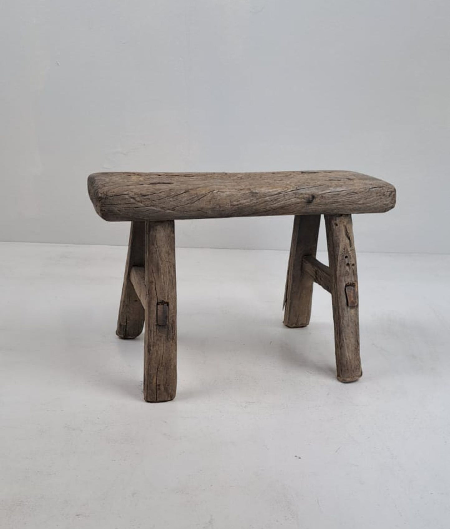 Authentic Antique Chinese Milking Stool Handmade Elmwood, 30x20x18cm Unique Historical Décor Piece Perfect for Design Projects & Collectors