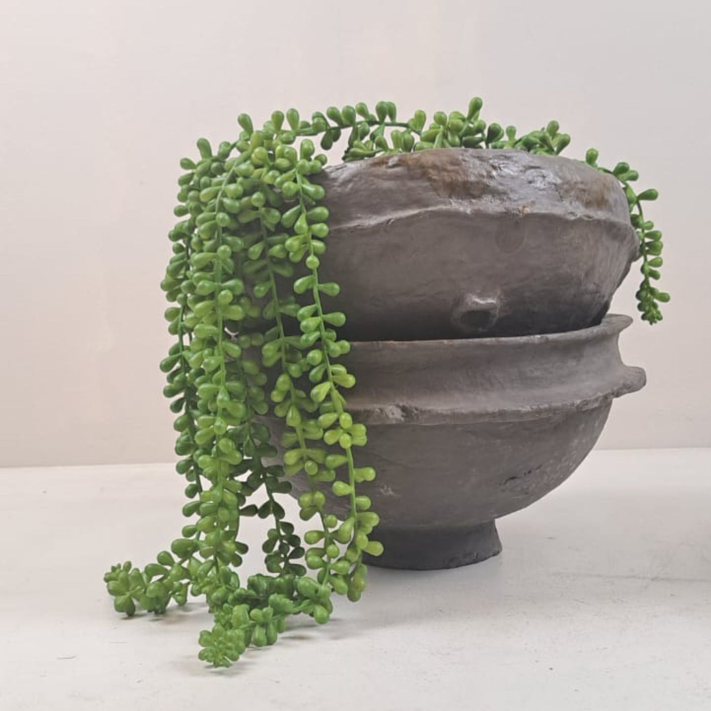 Indian Artisan Paper Mache Bowl -Grey
