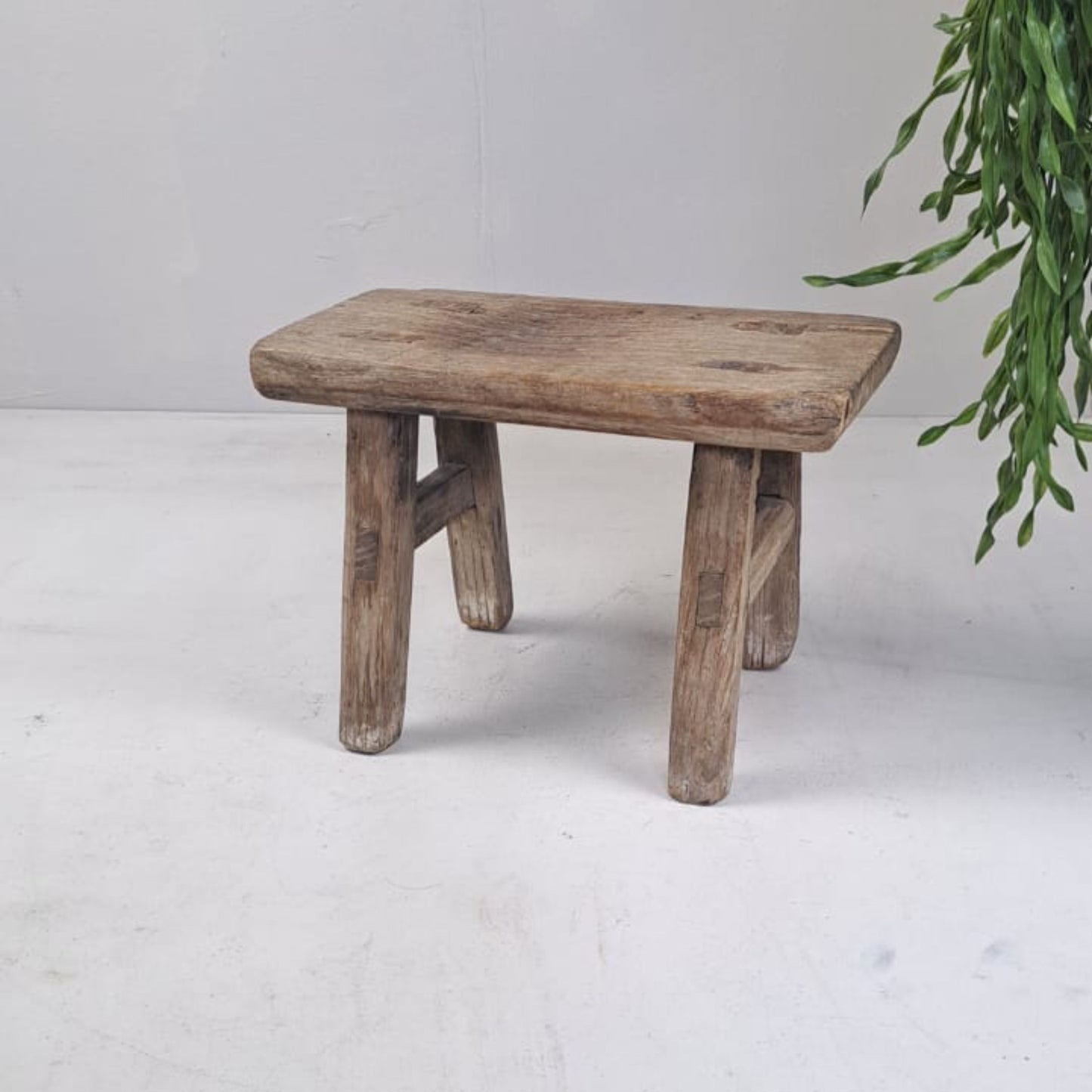 Authentic Antique Chinese Milking Stool Handmade Elmwood, 30x20x18cm Unique Historical Décor Piece Perfect for Design Projects & Collectors