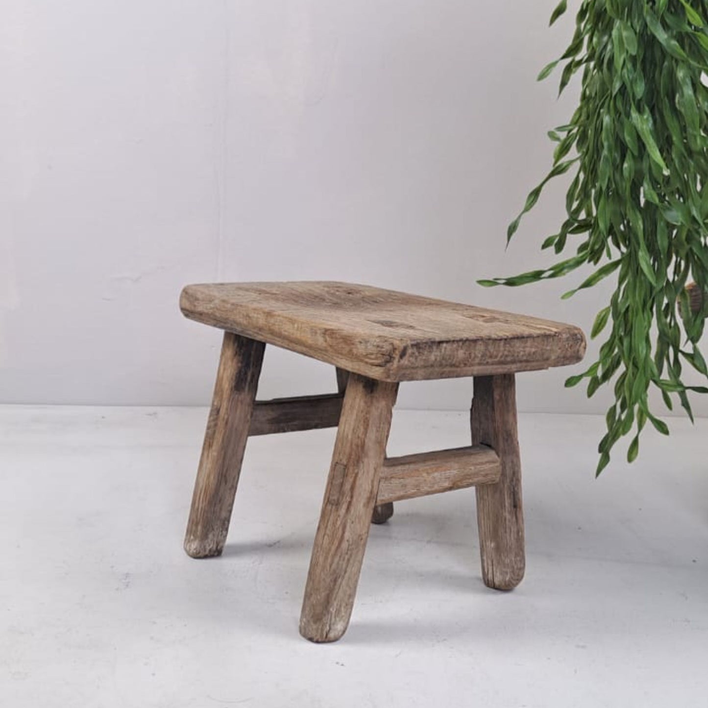Authentic Antique Chinese Milking Stool Handmade Elmwood, 30x20x18cm Unique Historical Décor Piece Perfect for Design Projects & Collectors