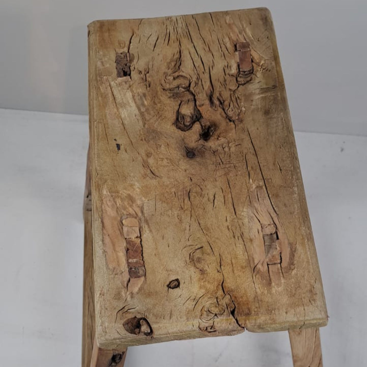 Antique Chinese Milking Stool Handmade Elmwood