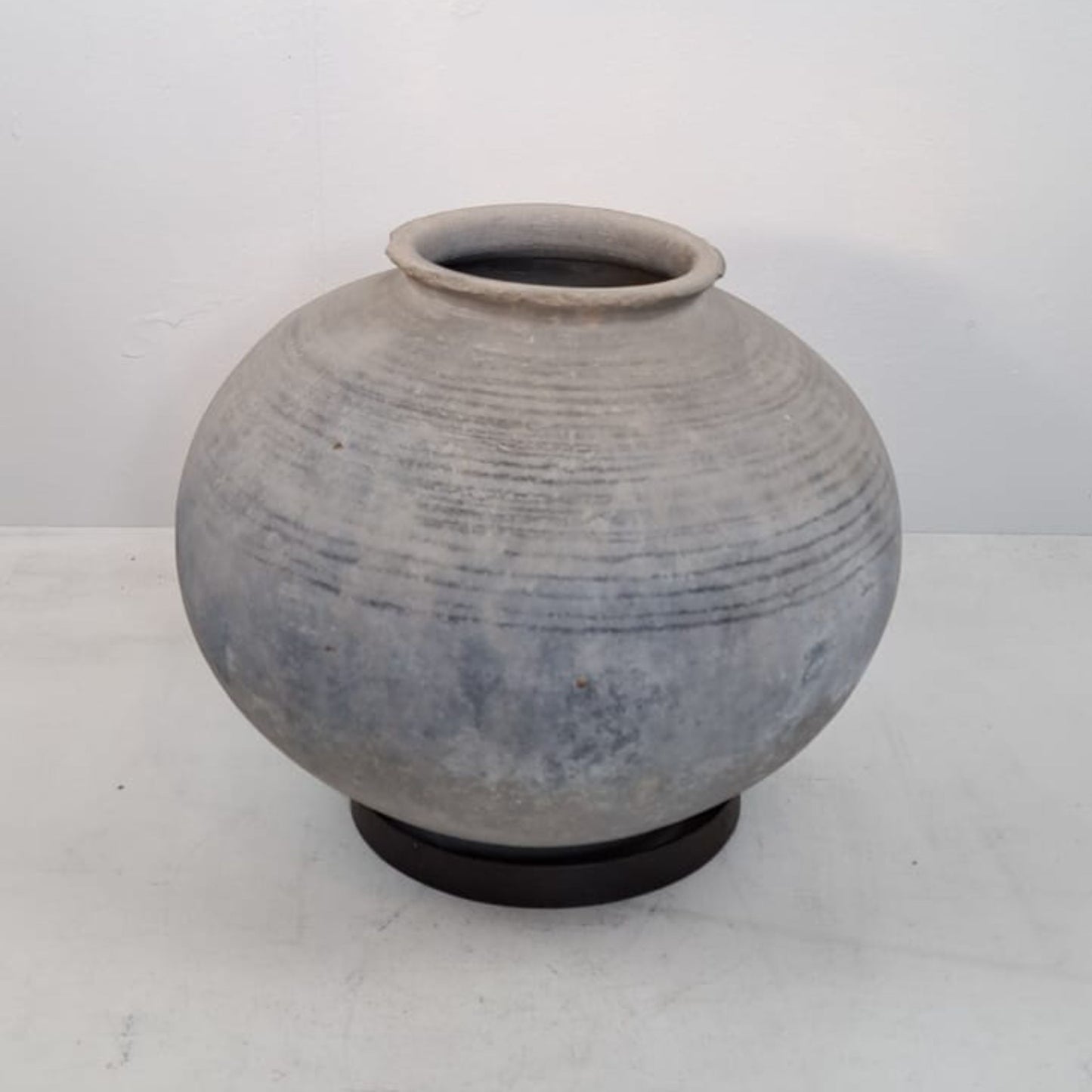Antique African Clay Water Vessel with Etchings