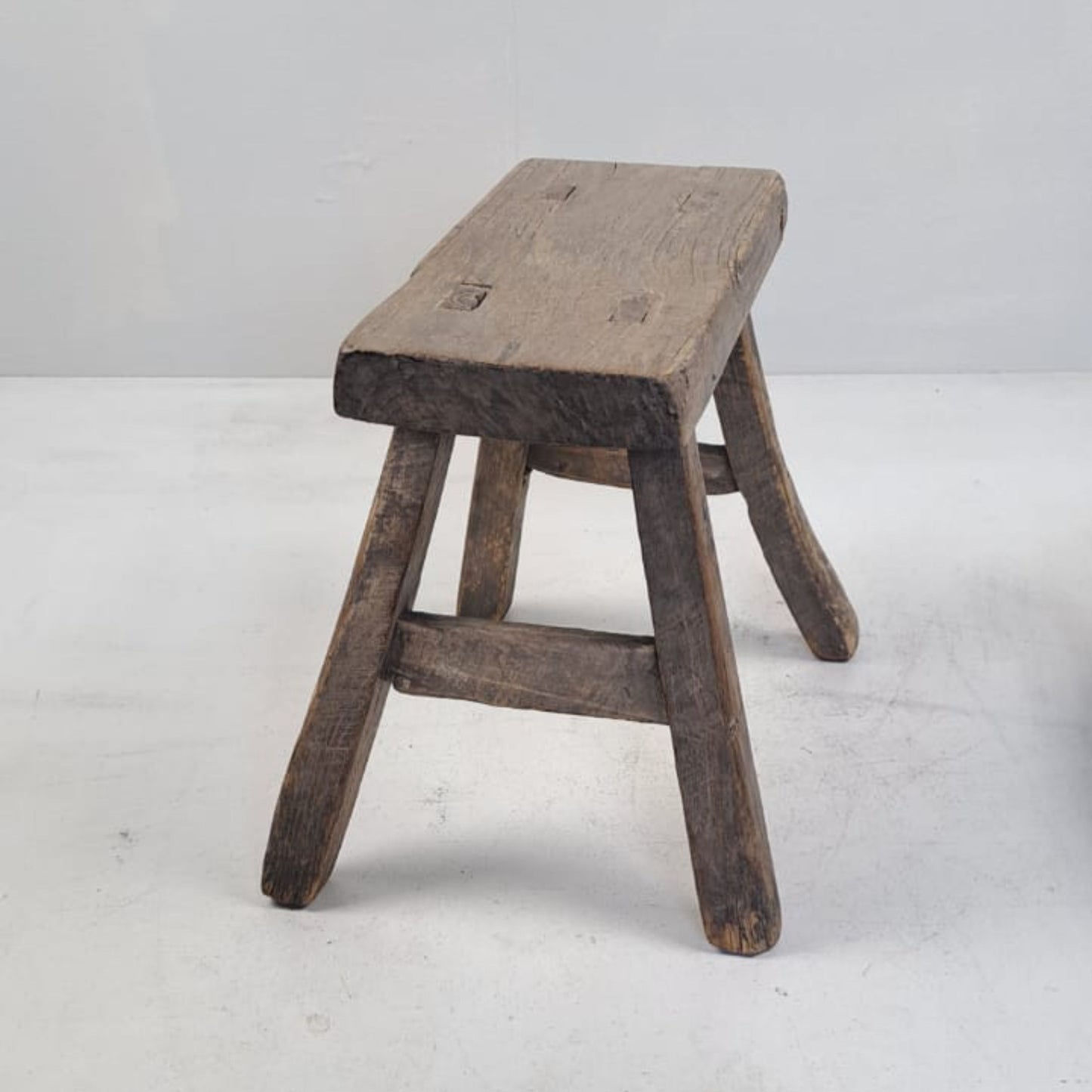 Rare Antique Chinese Milking Stool - Handcrafted Elmwood