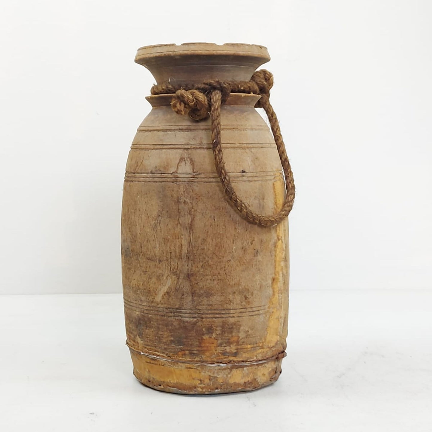 Antique Wooden Himachal Pot - Rope