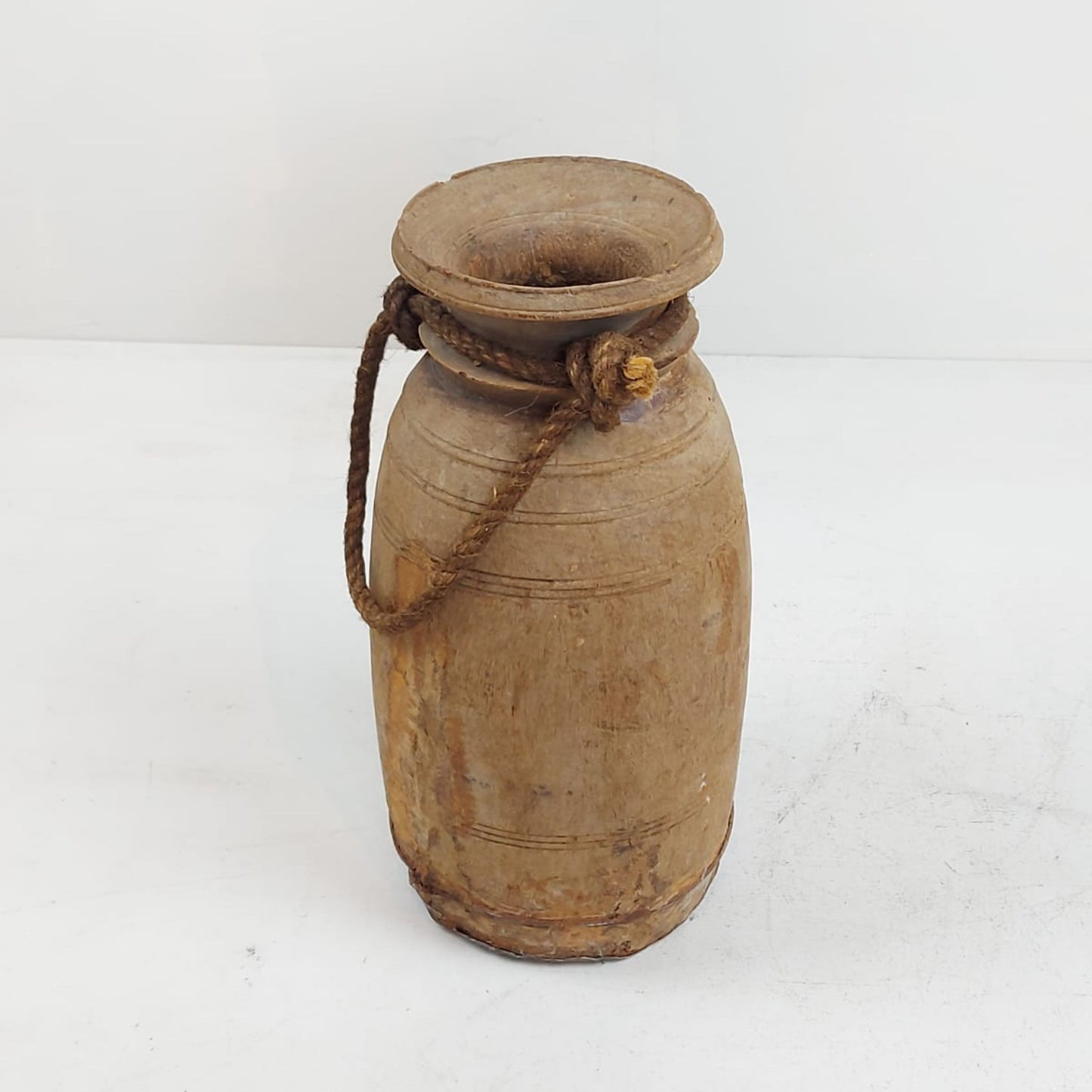 Antique Wooden Himachal Pot - Rope