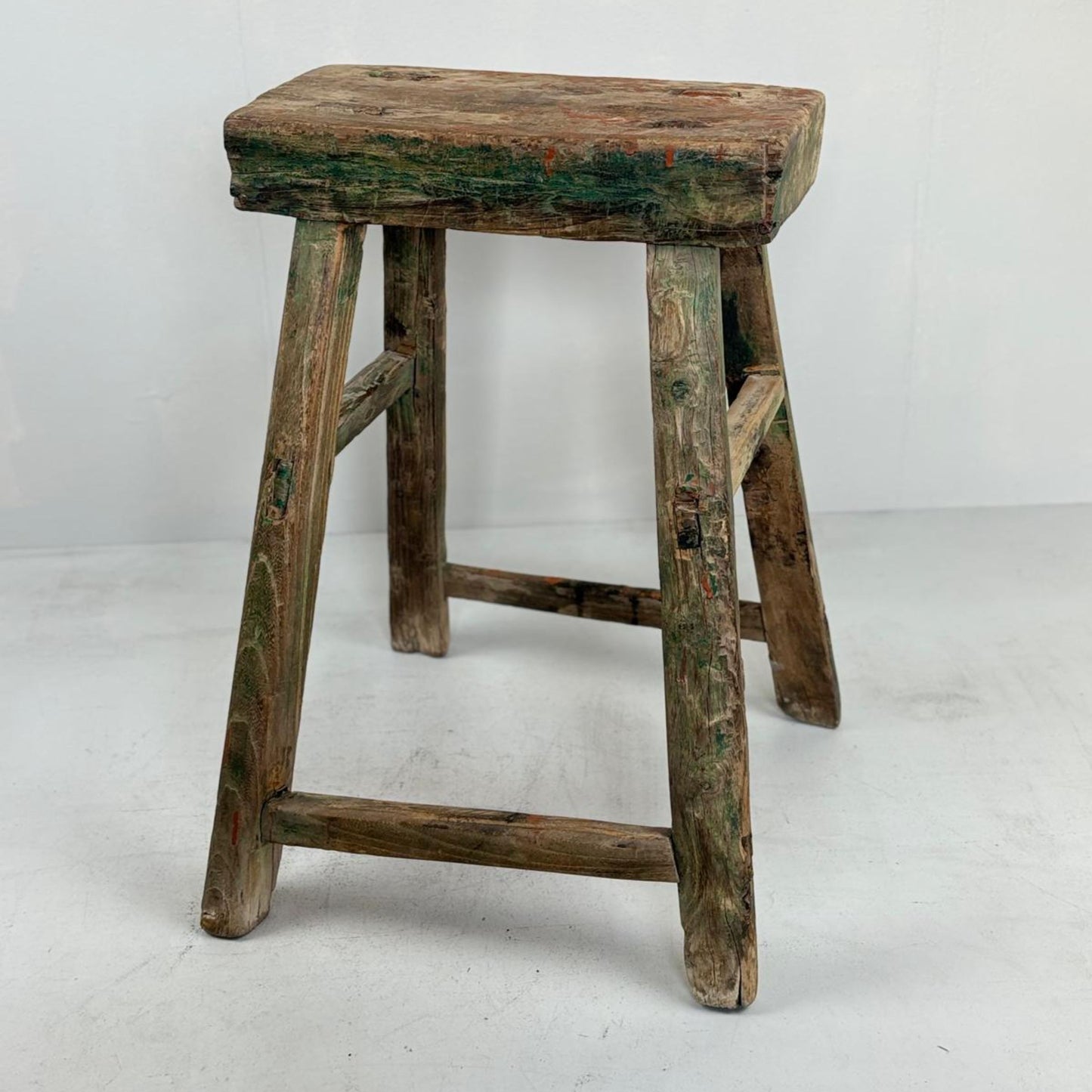 Antique Chinese Milking Stool Handmade Elmwood-Large
