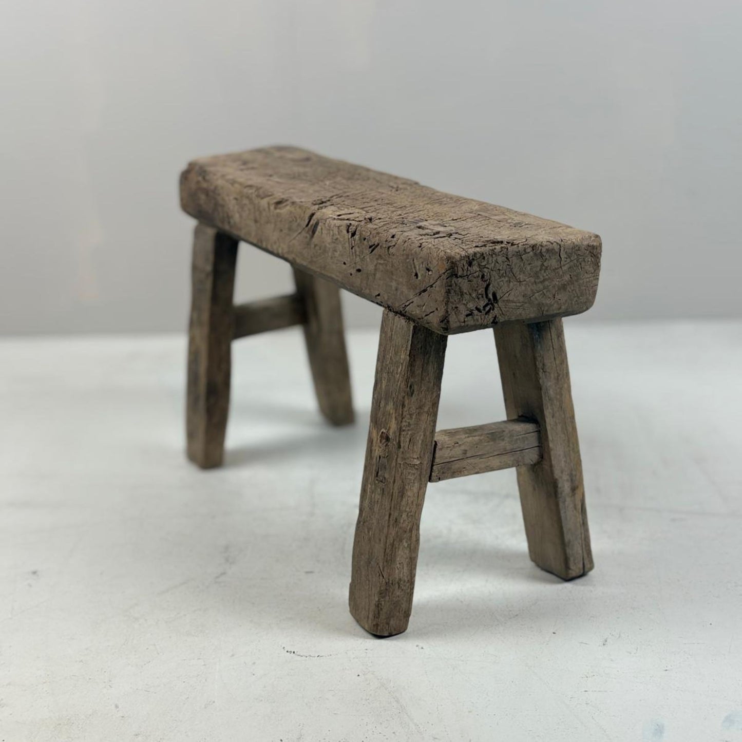 Antique Chinese Milking Stool Handmade Elmwood
