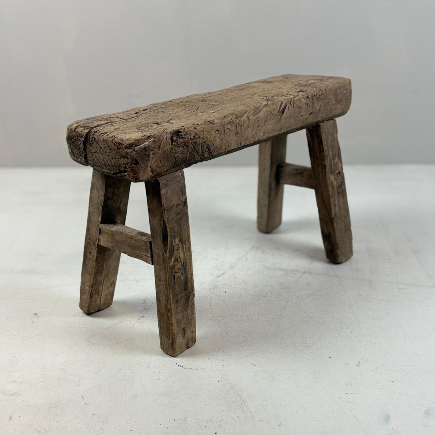 Antique Chinese Milking Stool Handmade Elmwood