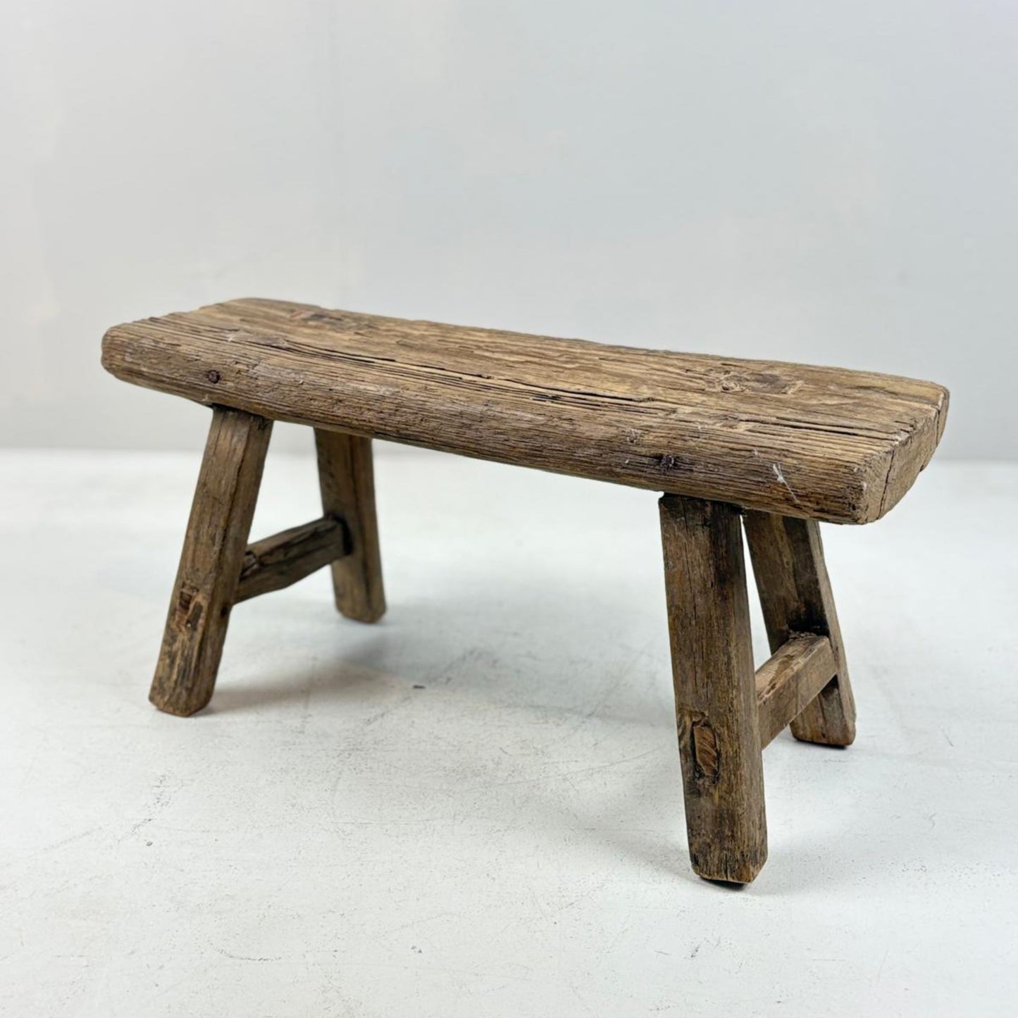 Antique Chinese Milking Stool Handmade Elmwood