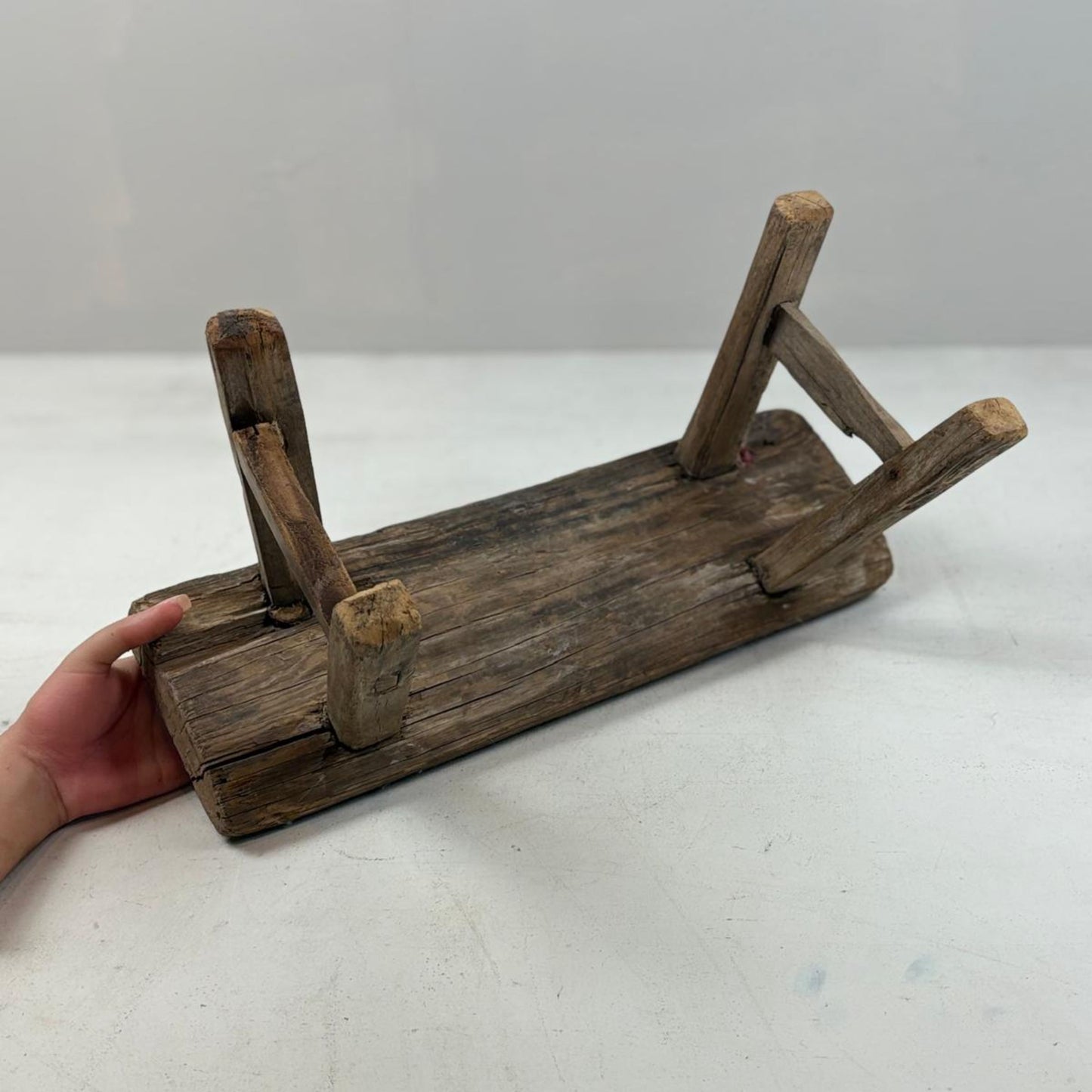 Antique Chinese Milking Stool Handmade Elmwood