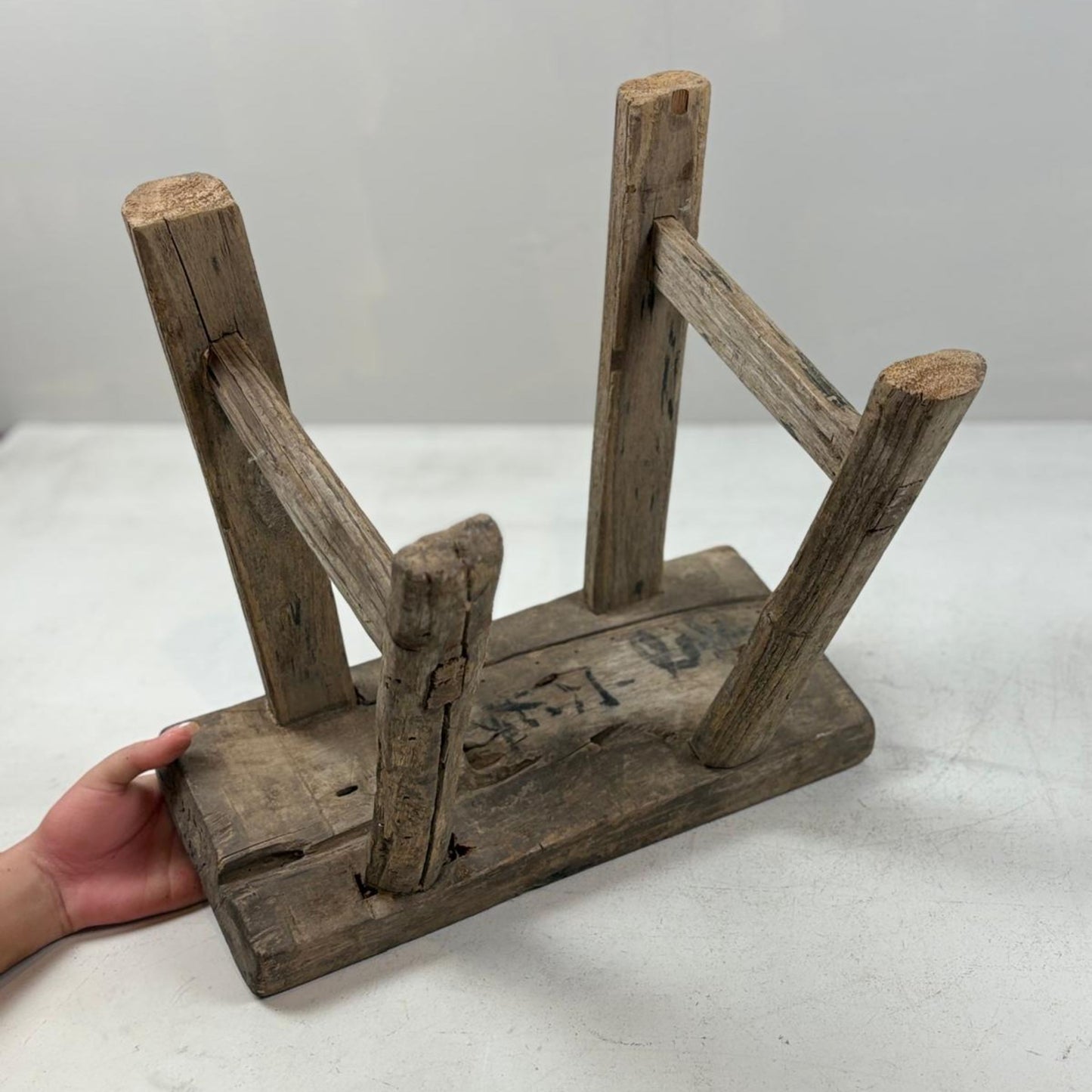 Antique Chinese Milking Stool Handmade Elmwood