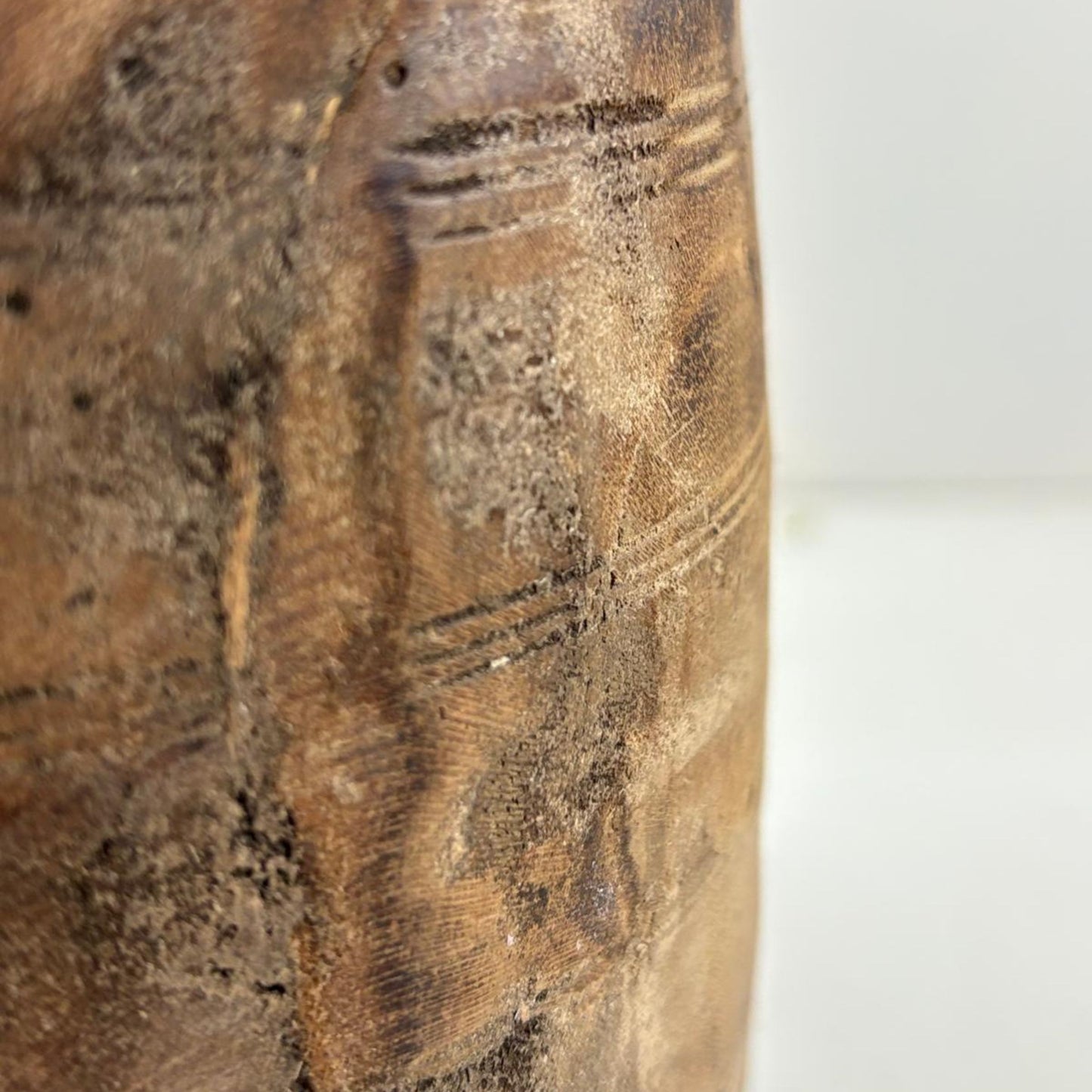 Antique Wooden Himachal Pot large - Rope detail