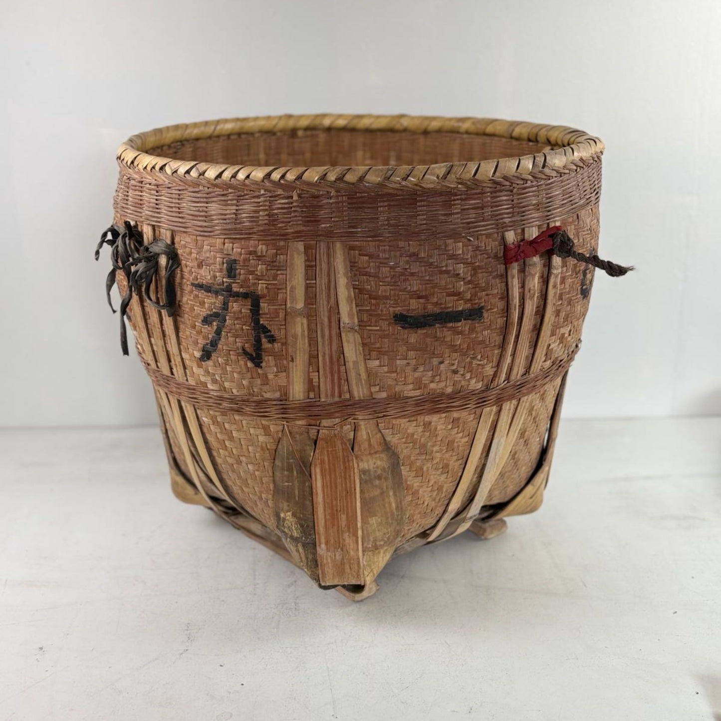 Antique Chinese Reed Grass Basket - Rope Detail - Houbali, Shandong Province, China