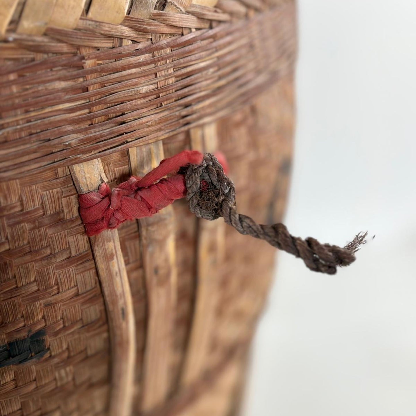 Antique Chinese Reed Grass Basket - Rope Detail - Houbali, Shandong Province, China