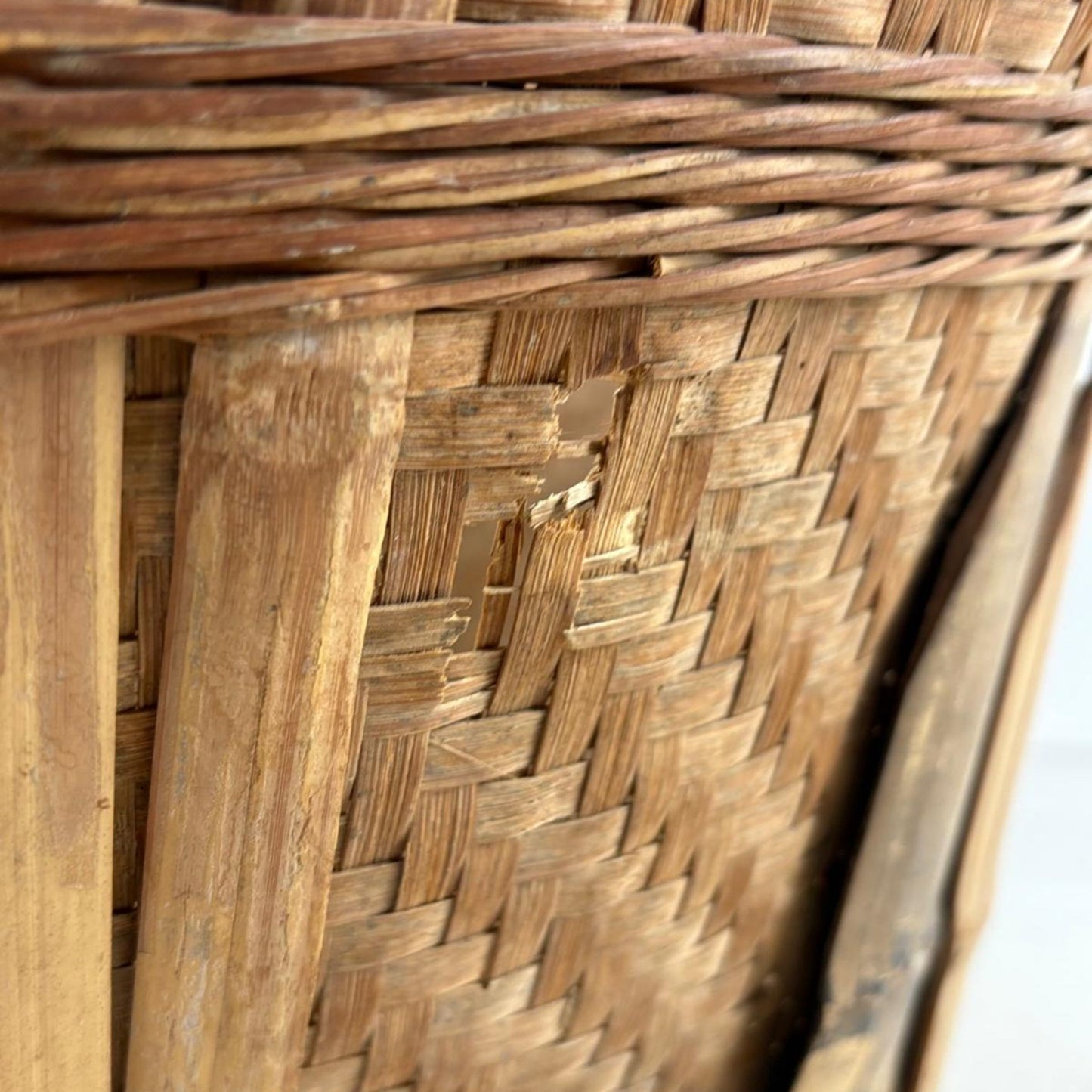 Antique Chinese Reed Grass Basket - Rope Detail - Houbali, Shandong Province, China