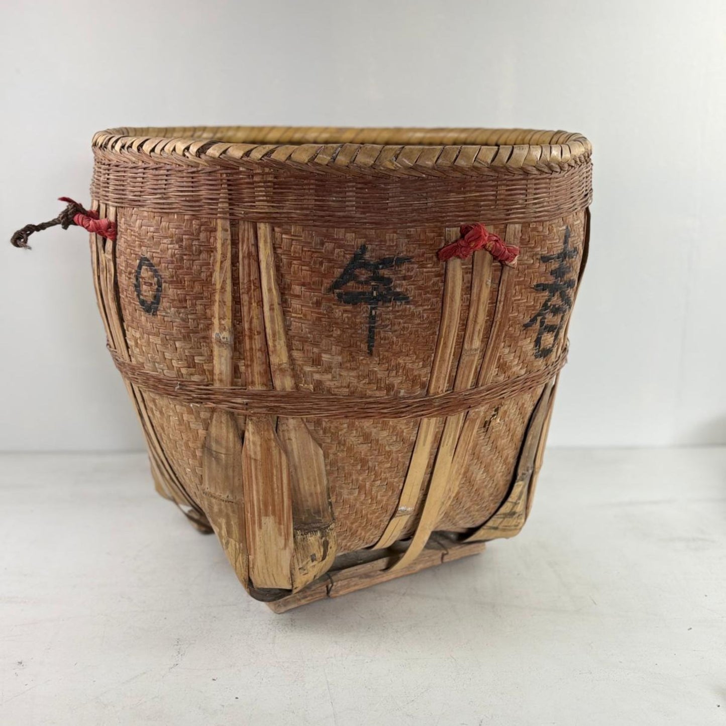 Antique Chinese Reed Grass Basket - Rope Detail - Houbali, Shandong Province, China