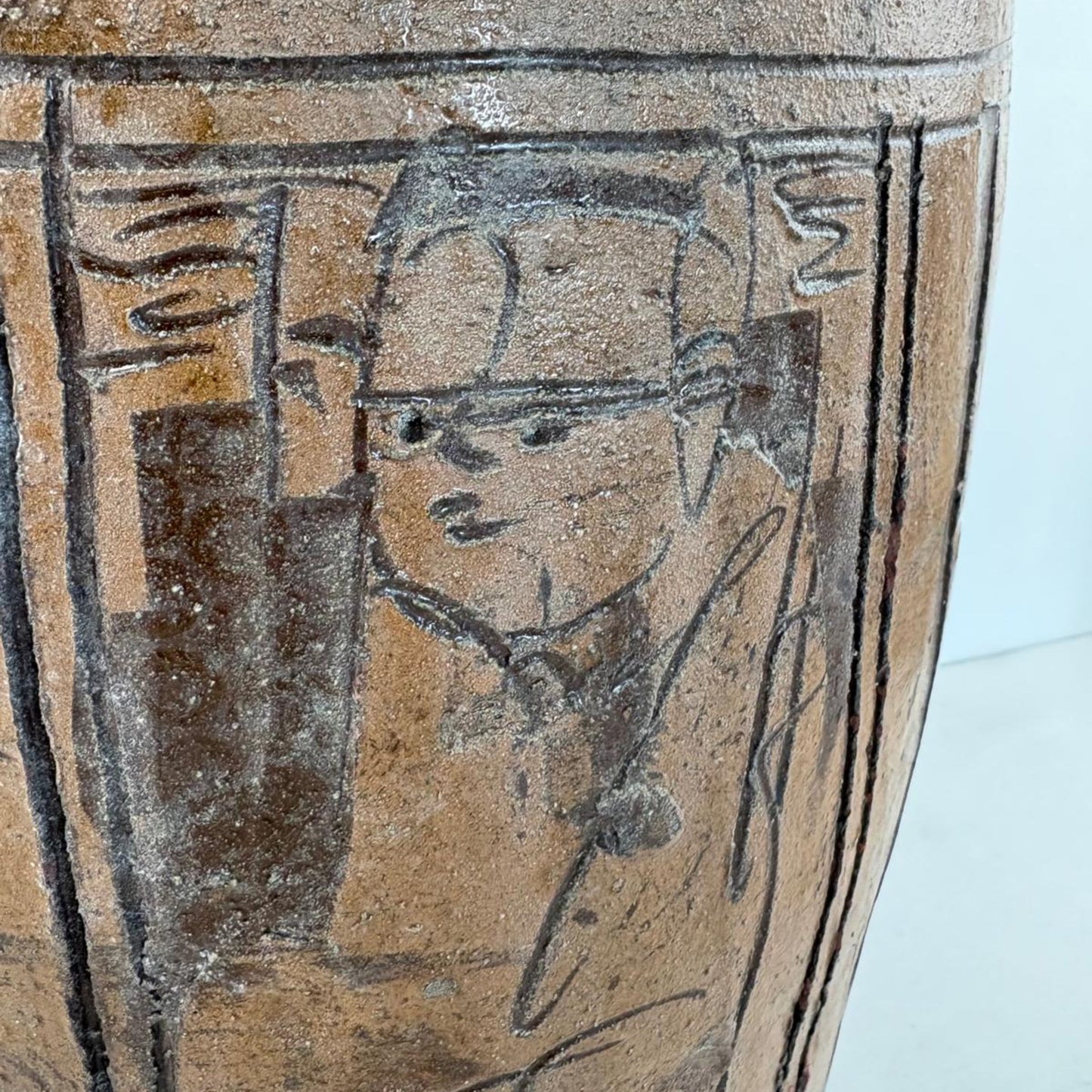 Rare Engraved Antique Glazed Pottery Vase- Chekiang, China