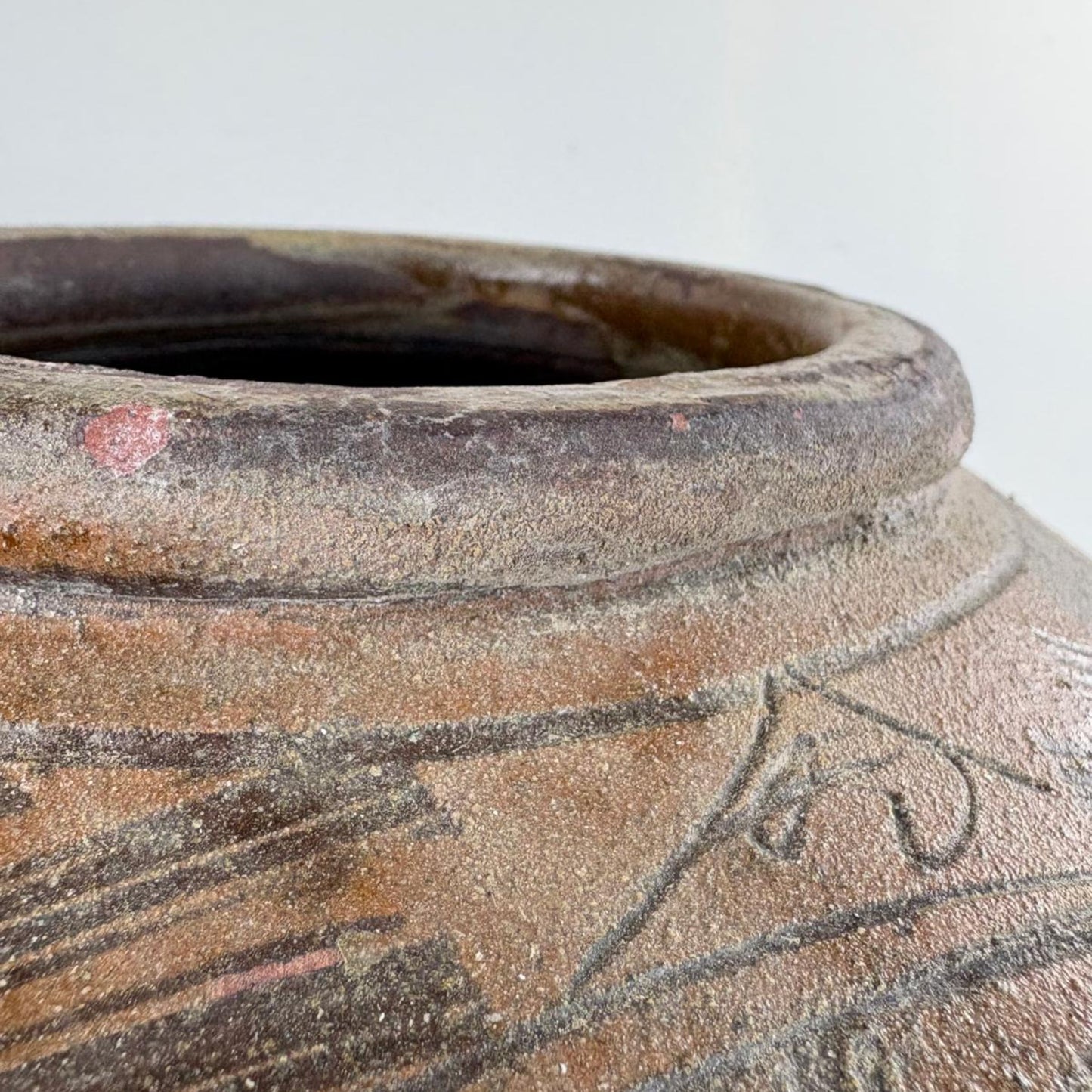 Rare Engraved Antique Glazed Pottery Vase- Chekiang, China