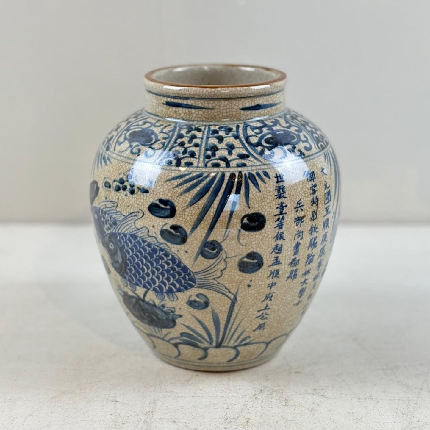 Blue & White Chinese Ginger Jar - Handcrafted Porcelain Tea Leaf Vase