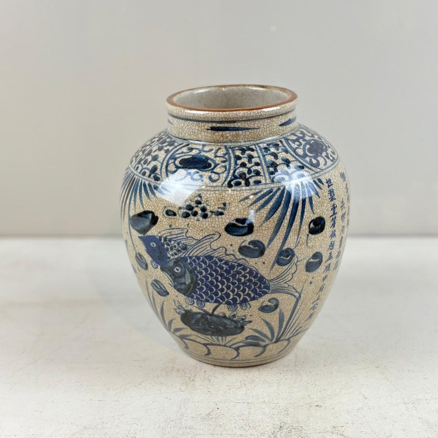 Blue & White Chinese Ginger Jar - Handcrafted Porcelain Tea Leaf Vase