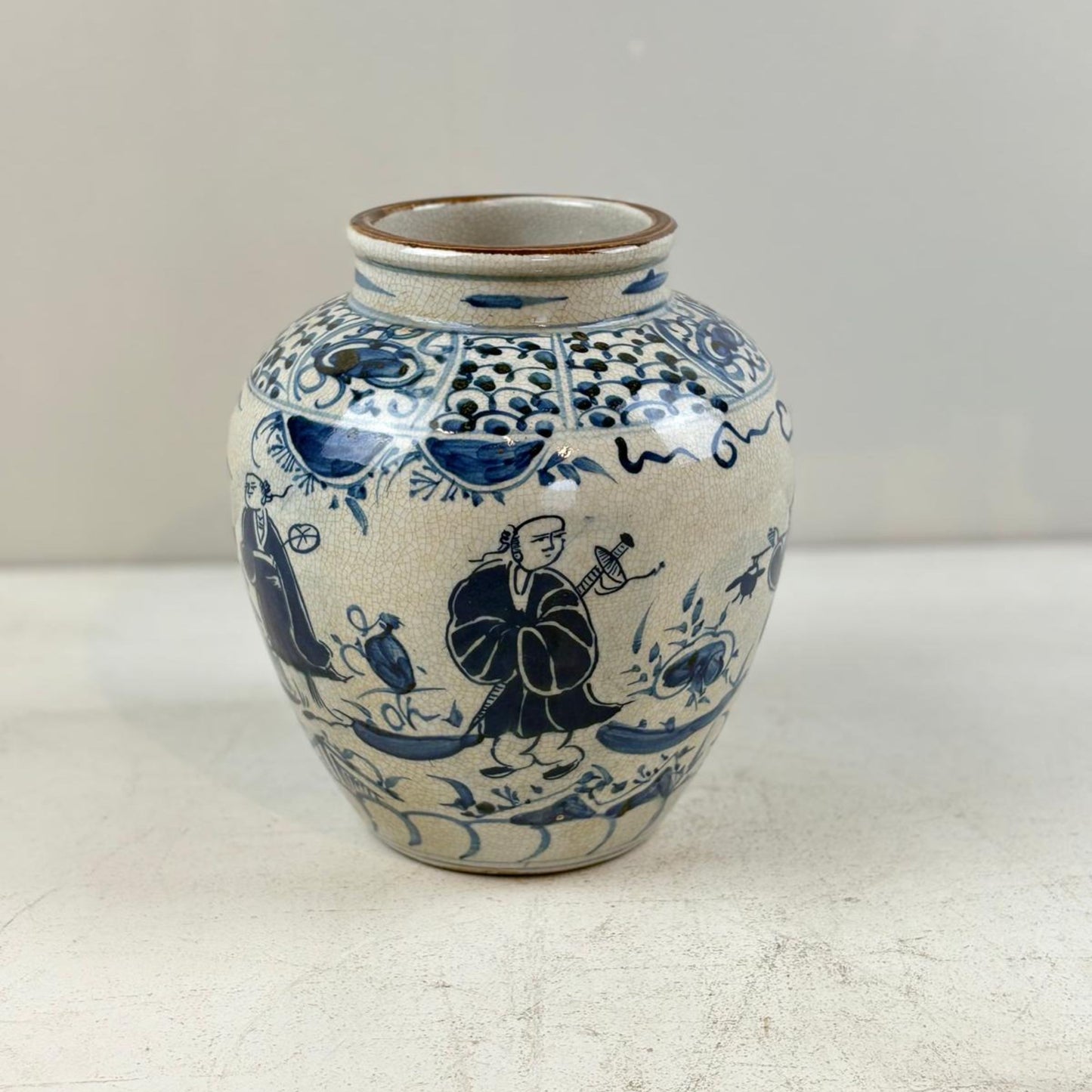 Blue & White Chinese Ginger Jar - Handcrafted Porcelain Tea Leaf Vase