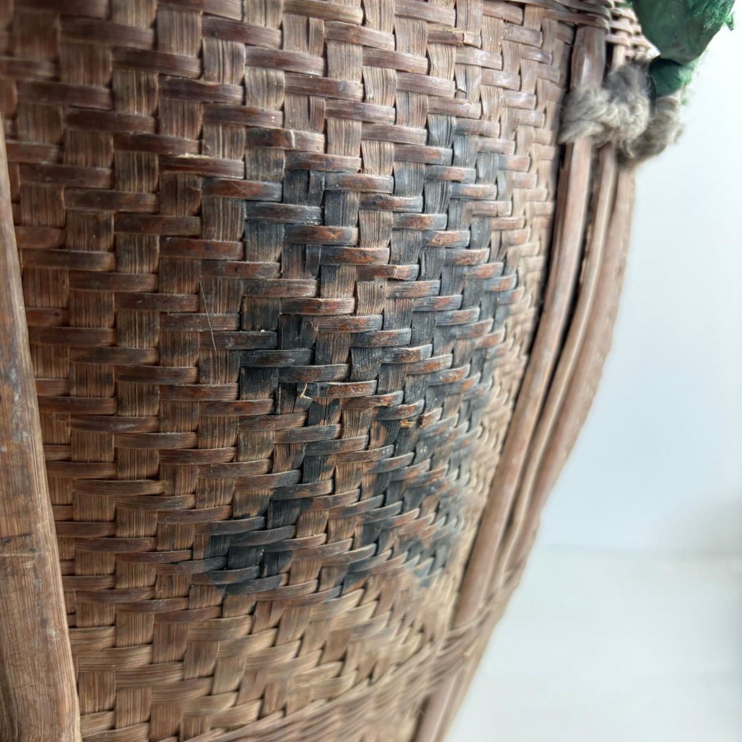 Antique Chinese Reed Grass Basket with Rope Detail - Houbali, Shandong Province, China