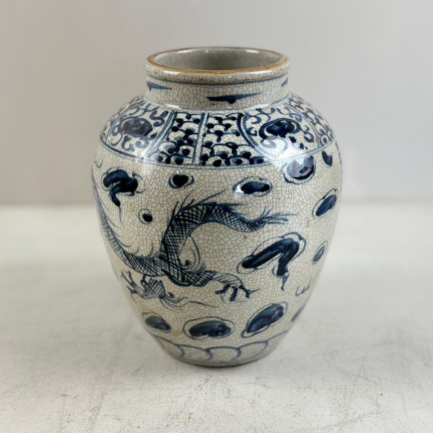 Blue & White Chinese Ginger Jar - Handcrafted Porcelain Tea Leaf Vase