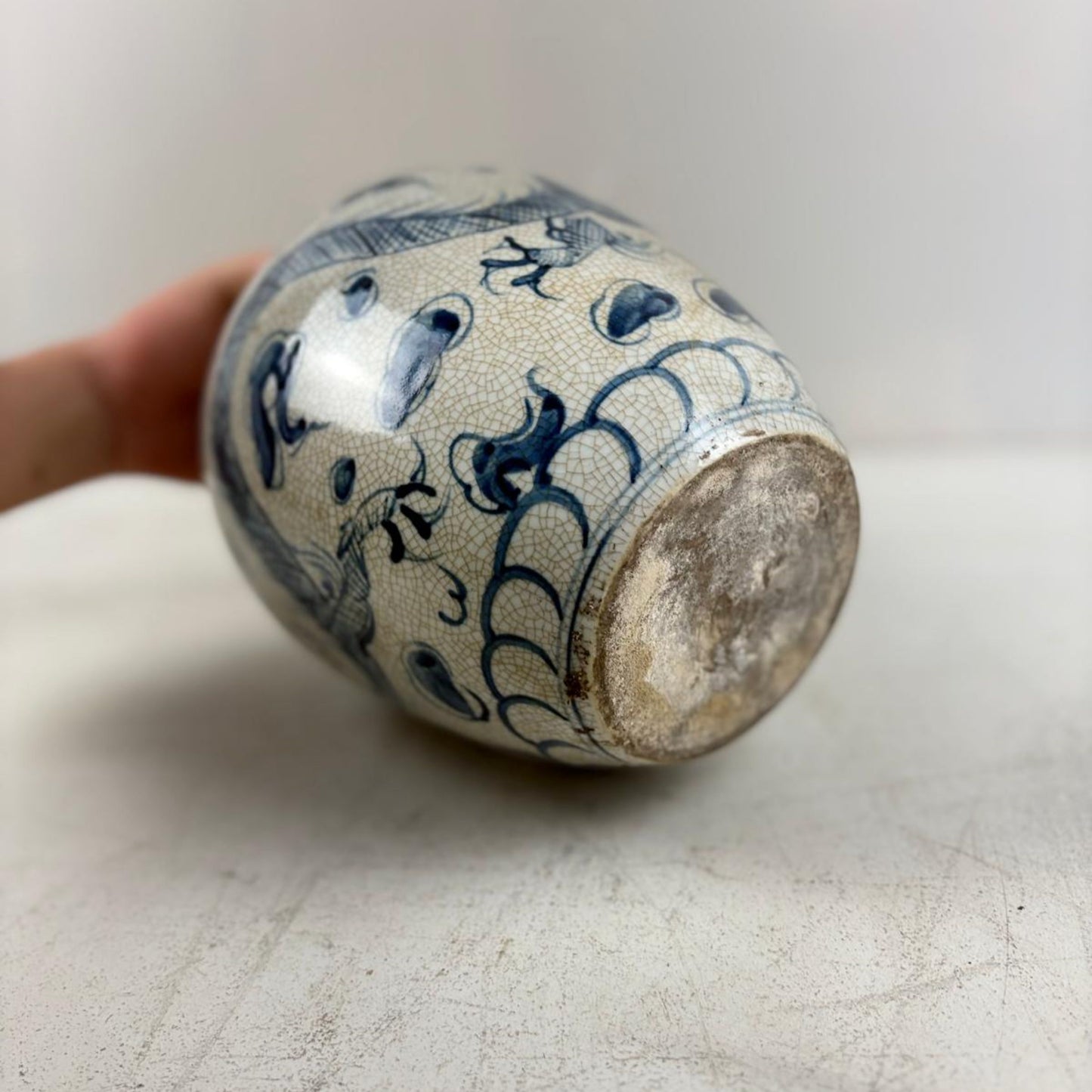 Blue & White Chinese Ginger Jar - Handcrafted Porcelain Tea Leaf Vase