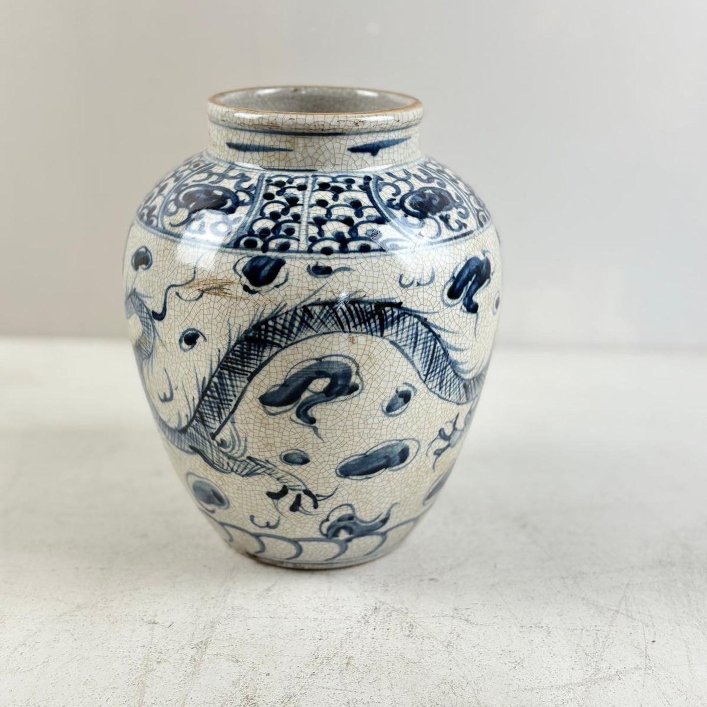 Blue & White Chinese Ginger Jar - Handcrafted Porcelain Tea Leaf Vase