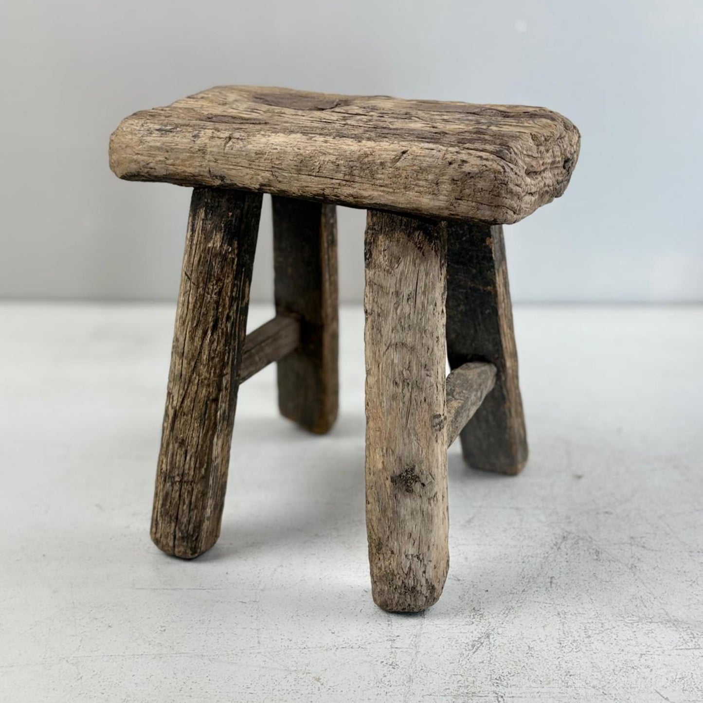 Antique Chinese Milking Stool Handmade Elmwood