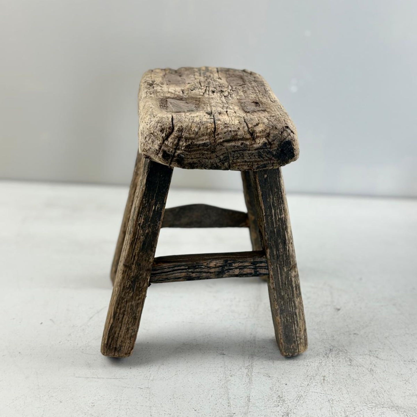 Antique Chinese Milking Stool Handmade Elmwood