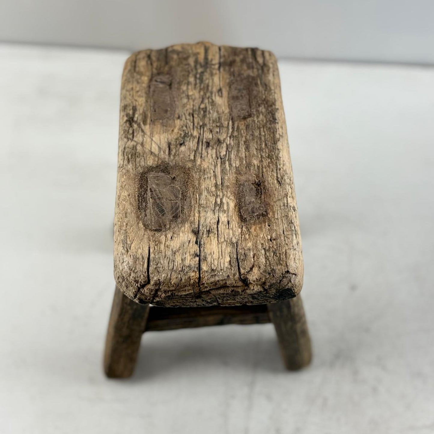 Antique Chinese Milking Stool Handmade Elmwood