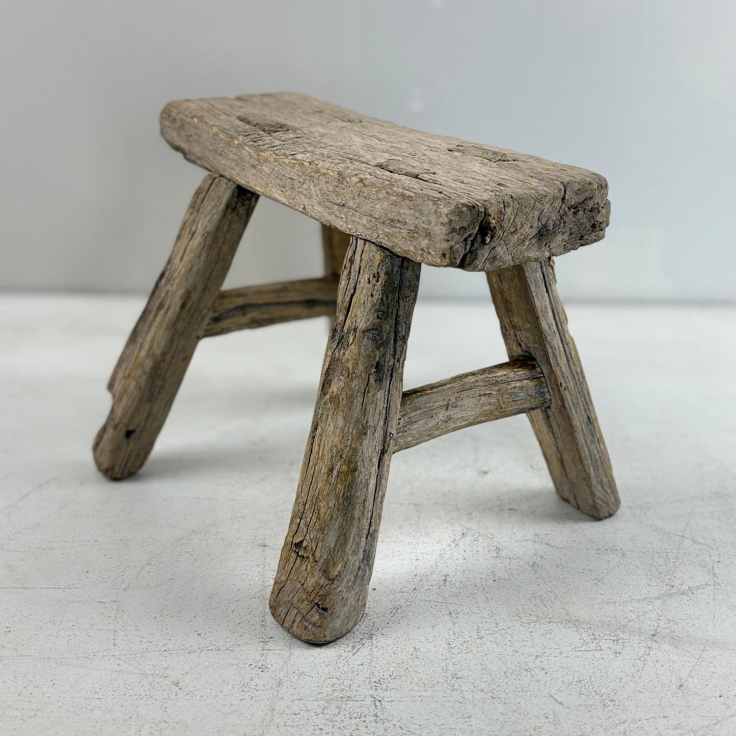 Antique Chinese Milking Stool Handmade Elmwood