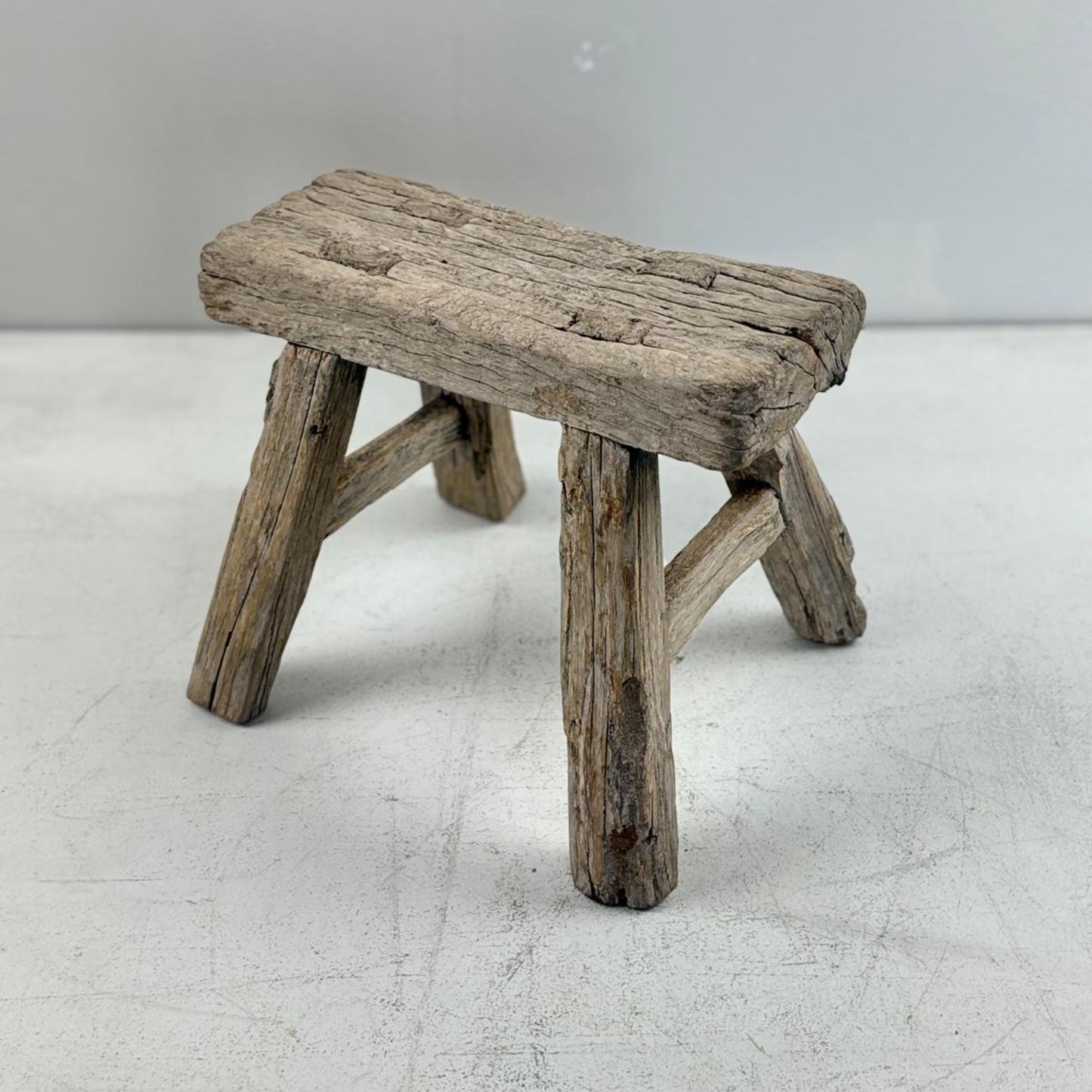 Antique Chinese Milking Stool Handmade Elmwood
