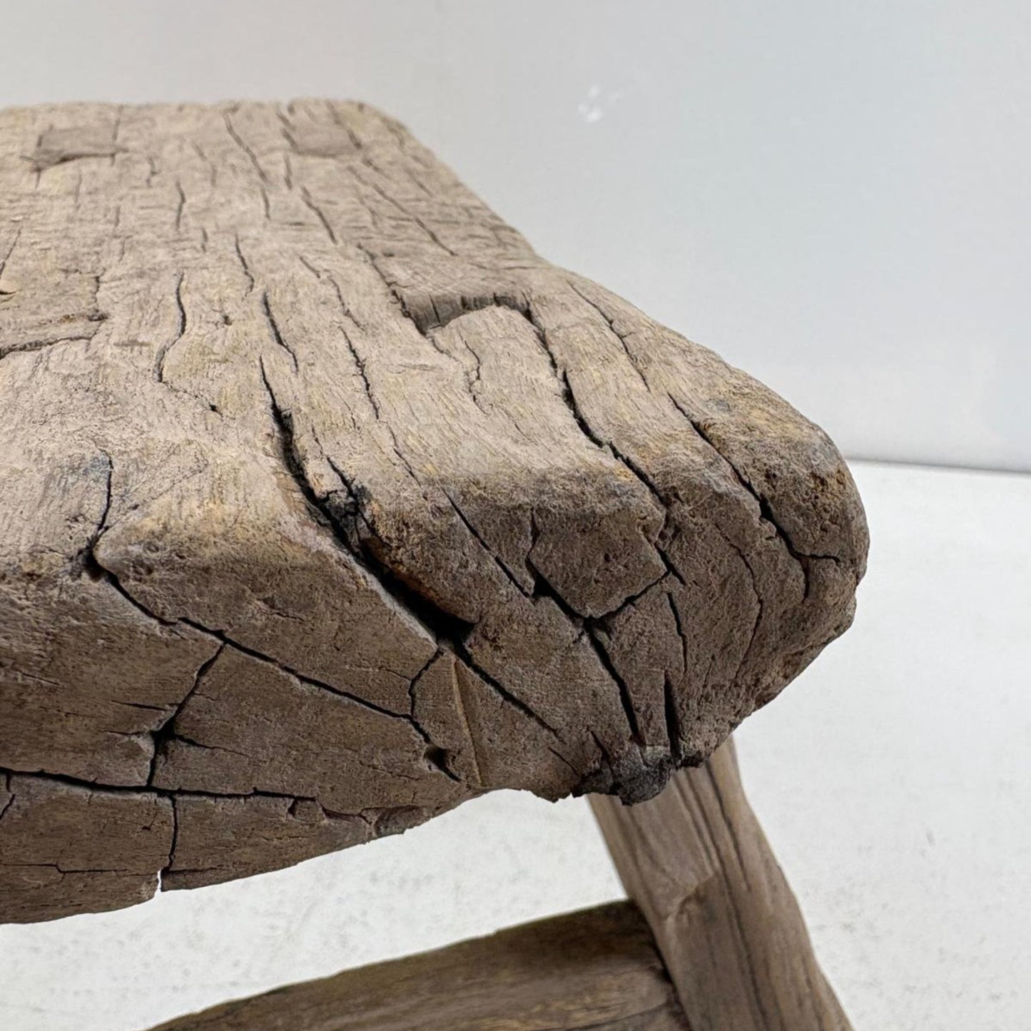 Antique Chinese Milking Stool Handmade Elmwood