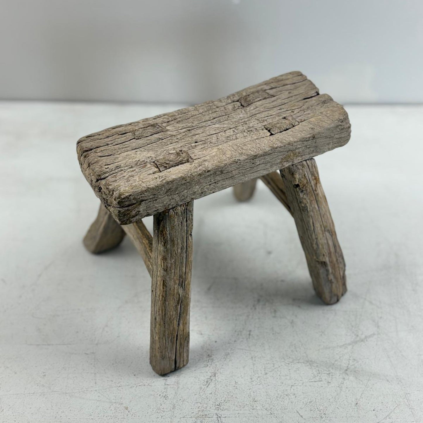 Antique Chinese Milking Stool Handmade Elmwood