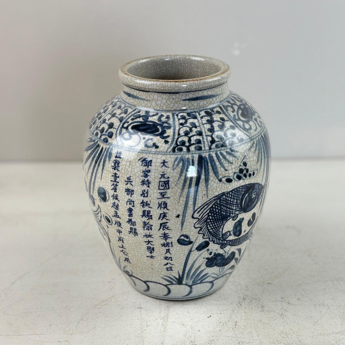Blue & White Chinese Ginger Jar - Handcrafted Porcelain Tea Leaf Vase