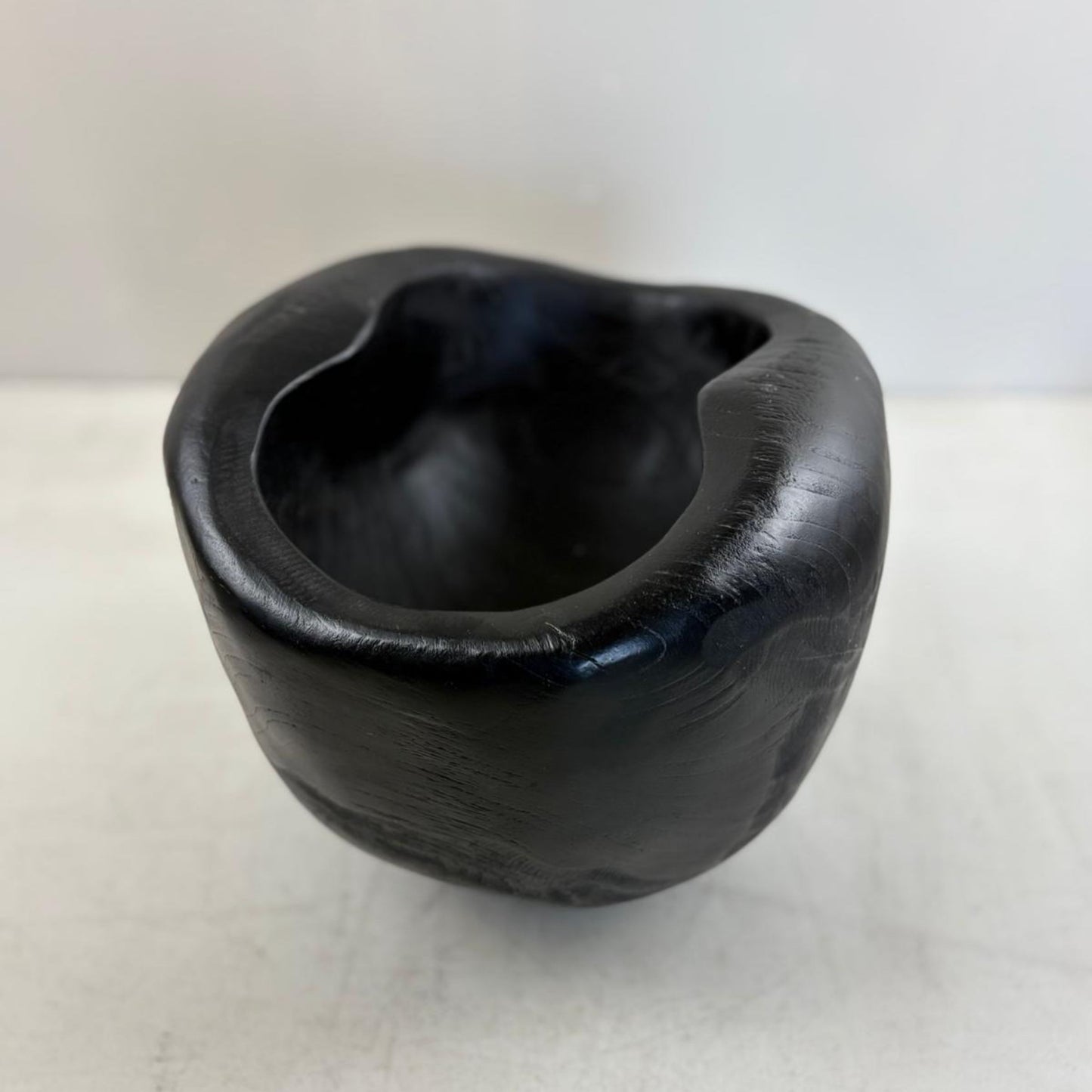Artisan Handcarved Wooden Teak Bowl - Black