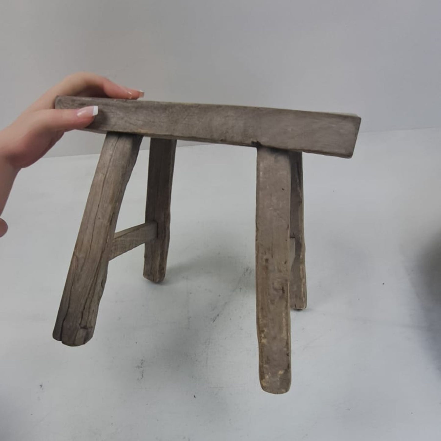 Rare Antique Chinese Milking Stool - Handcrafted Elmwood