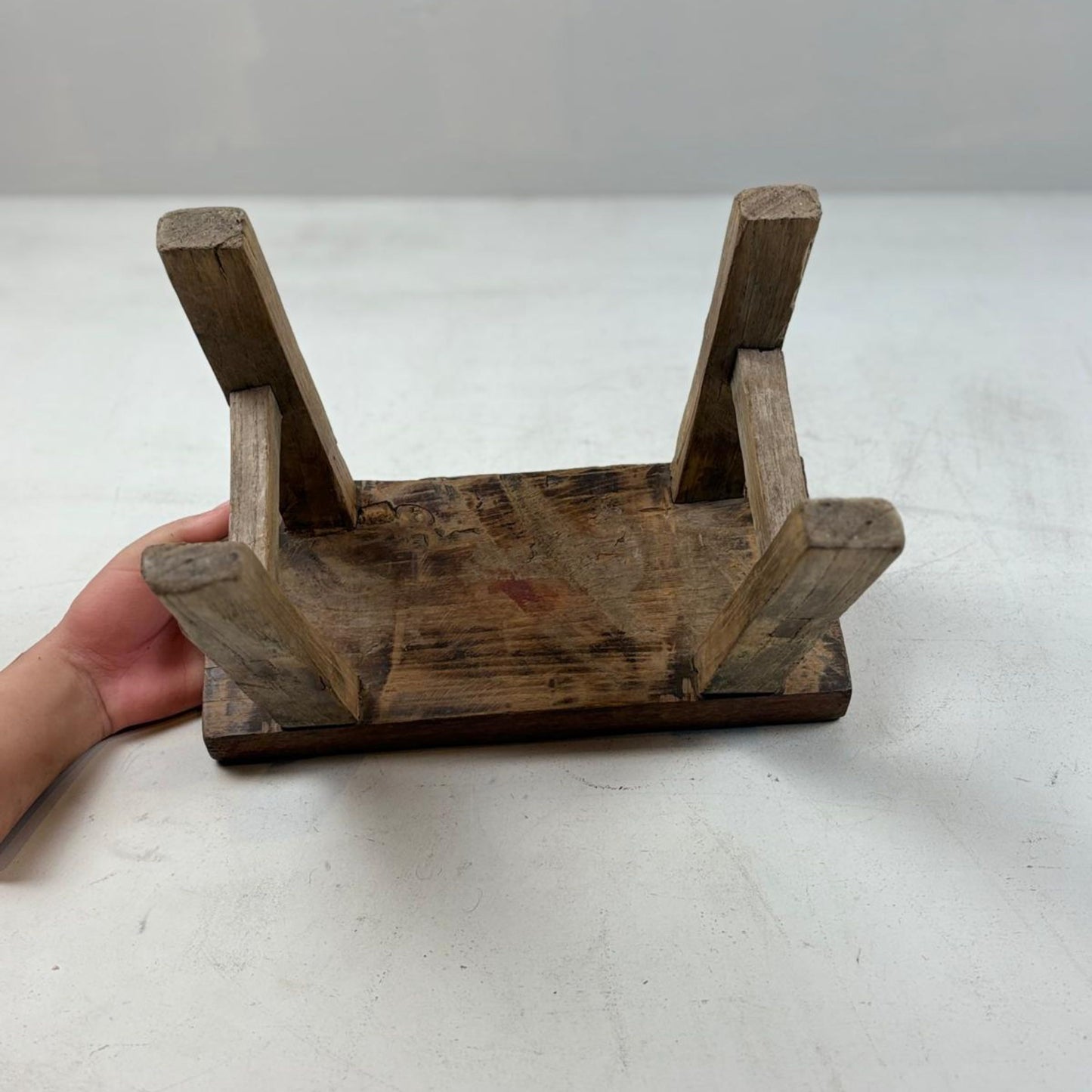 Antique Chinese Milking Stool Handmade Elmwood